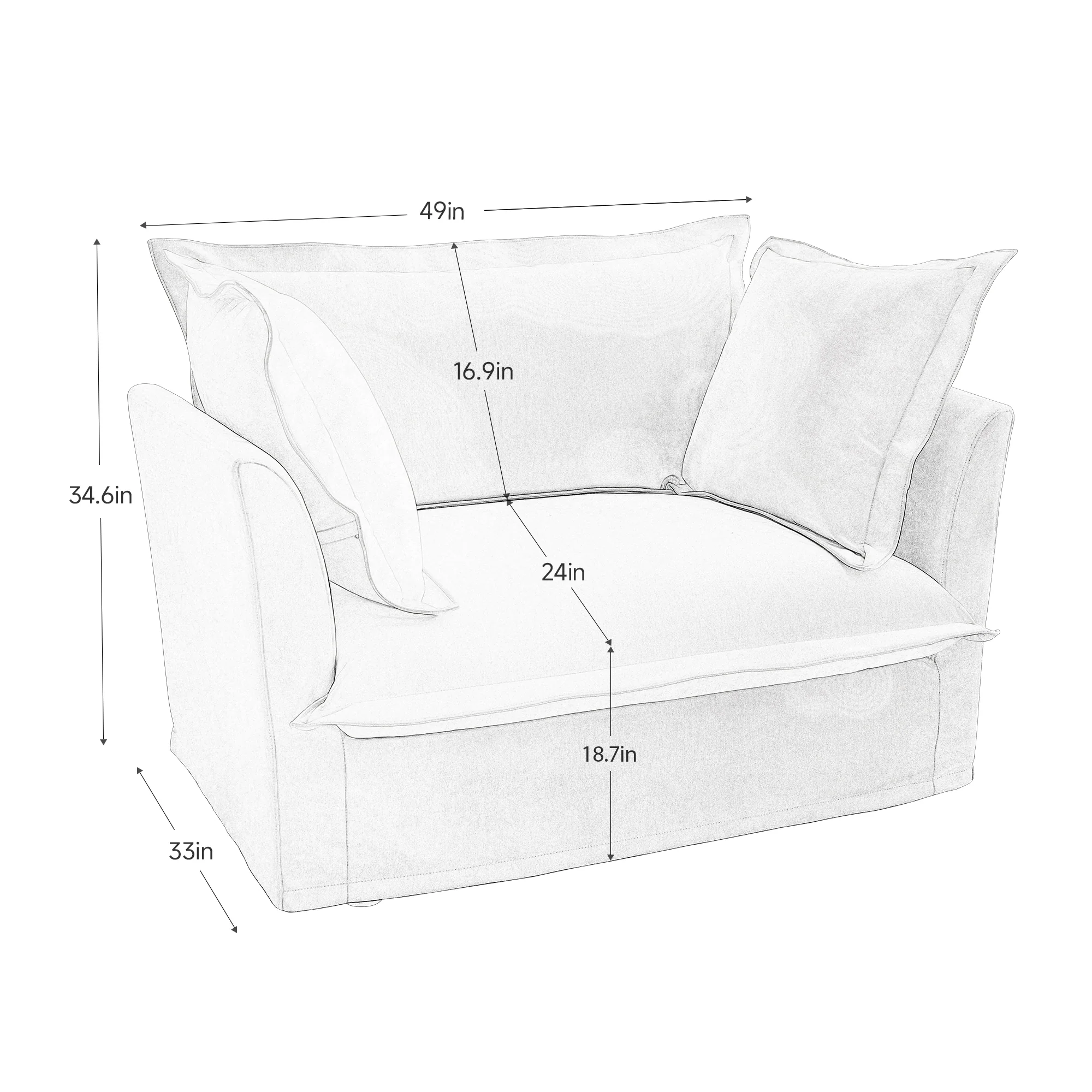 Walker Edison | Cloud Deep Seat Slipcovered Armchair with Ottoman