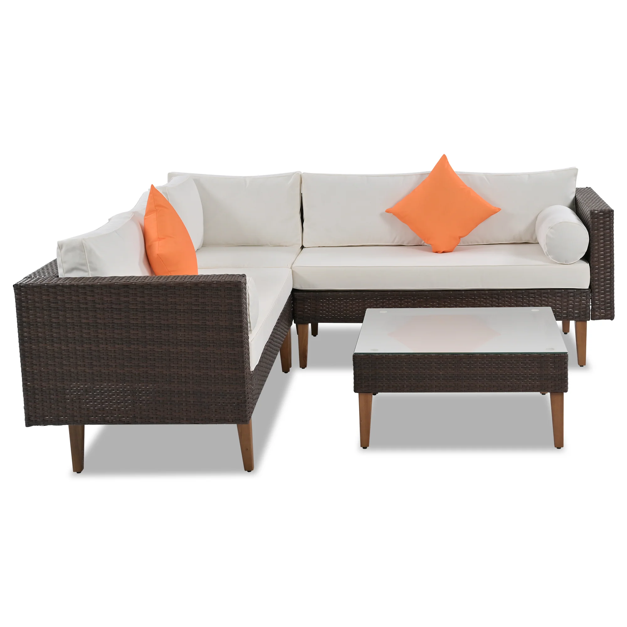 Walker Edison | Outdoor Patio Wicker 4-Piece Sofa Set