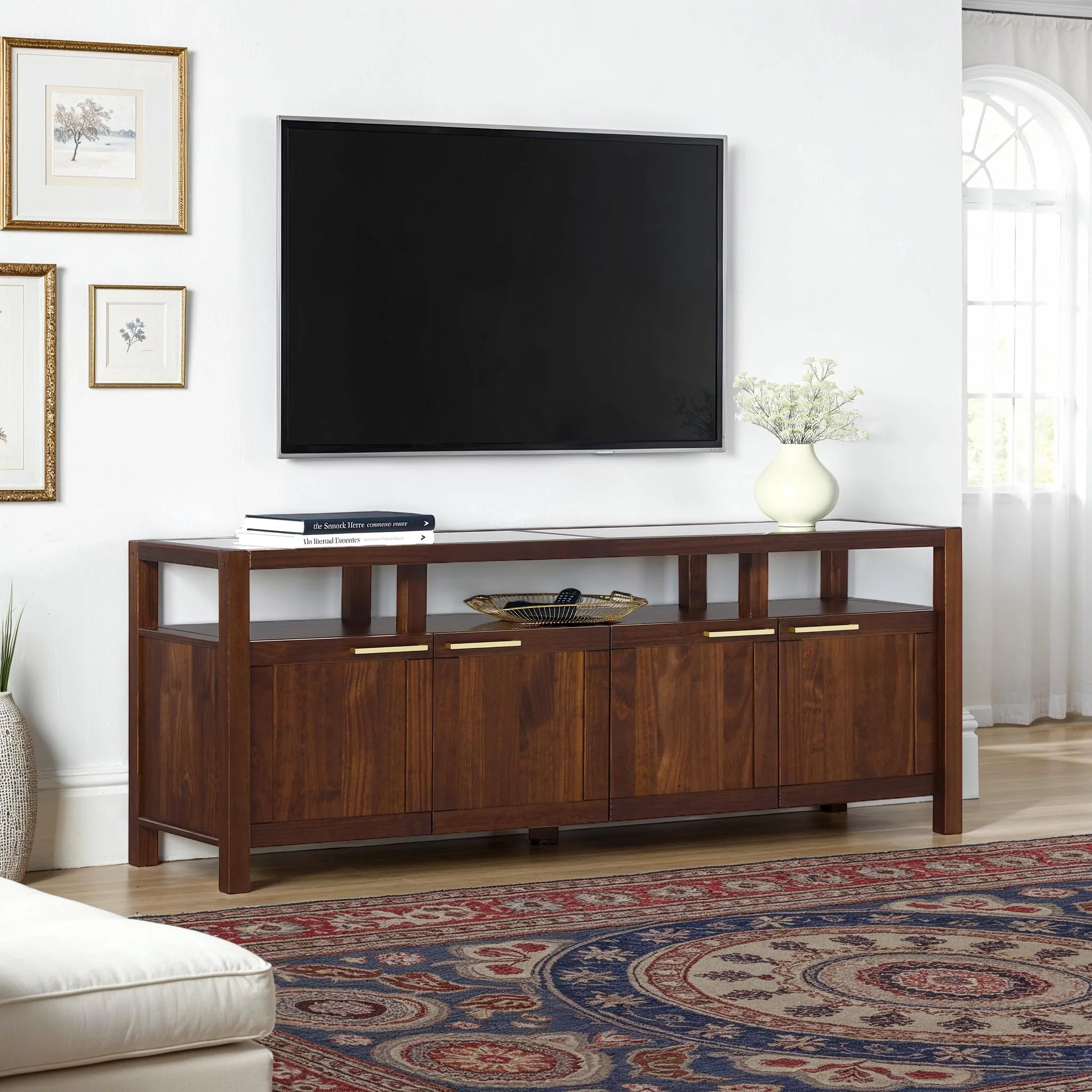 Isla Modern TV Stand with Glass Top