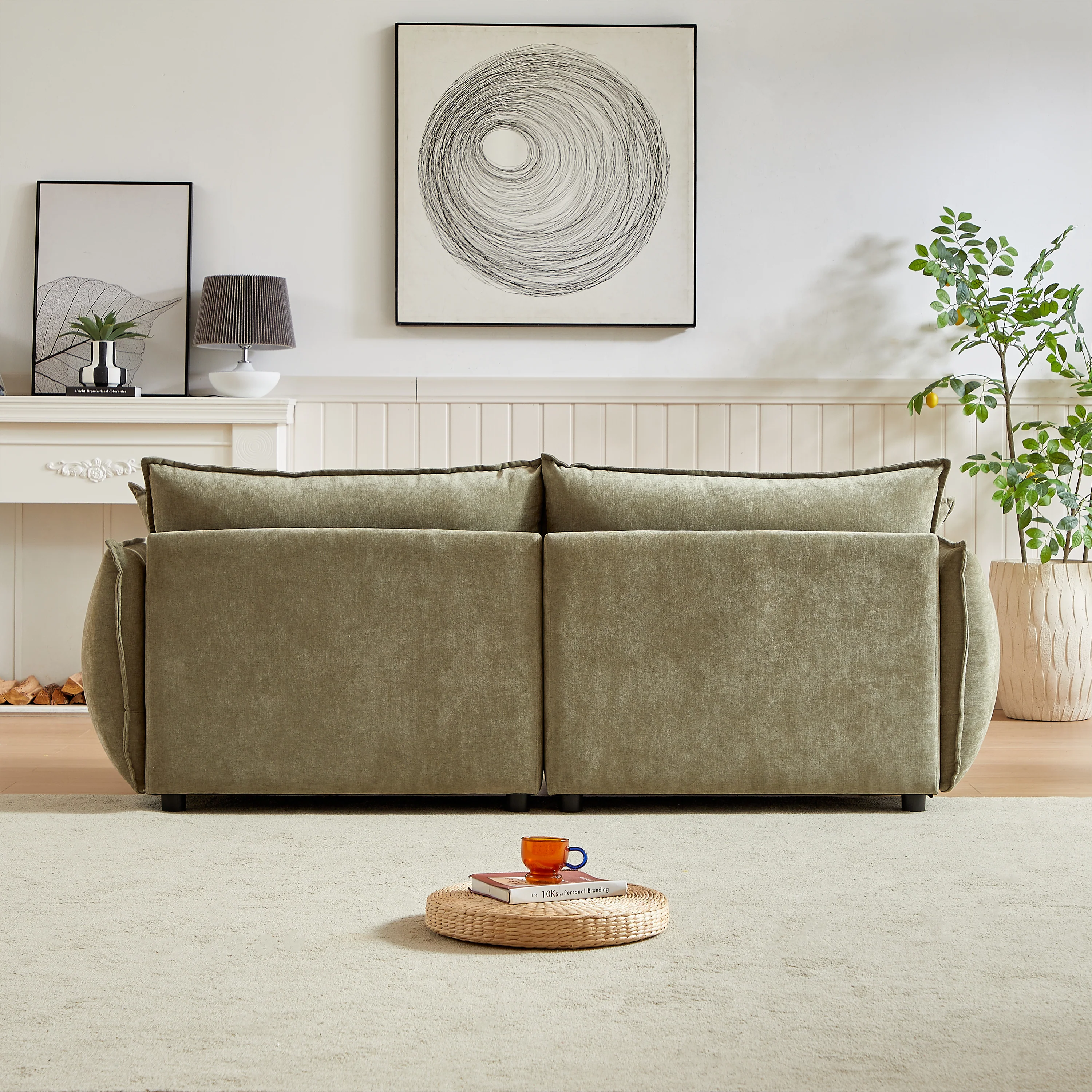 Walker Edison | Modern Chenille Wide Sofa with Pillows