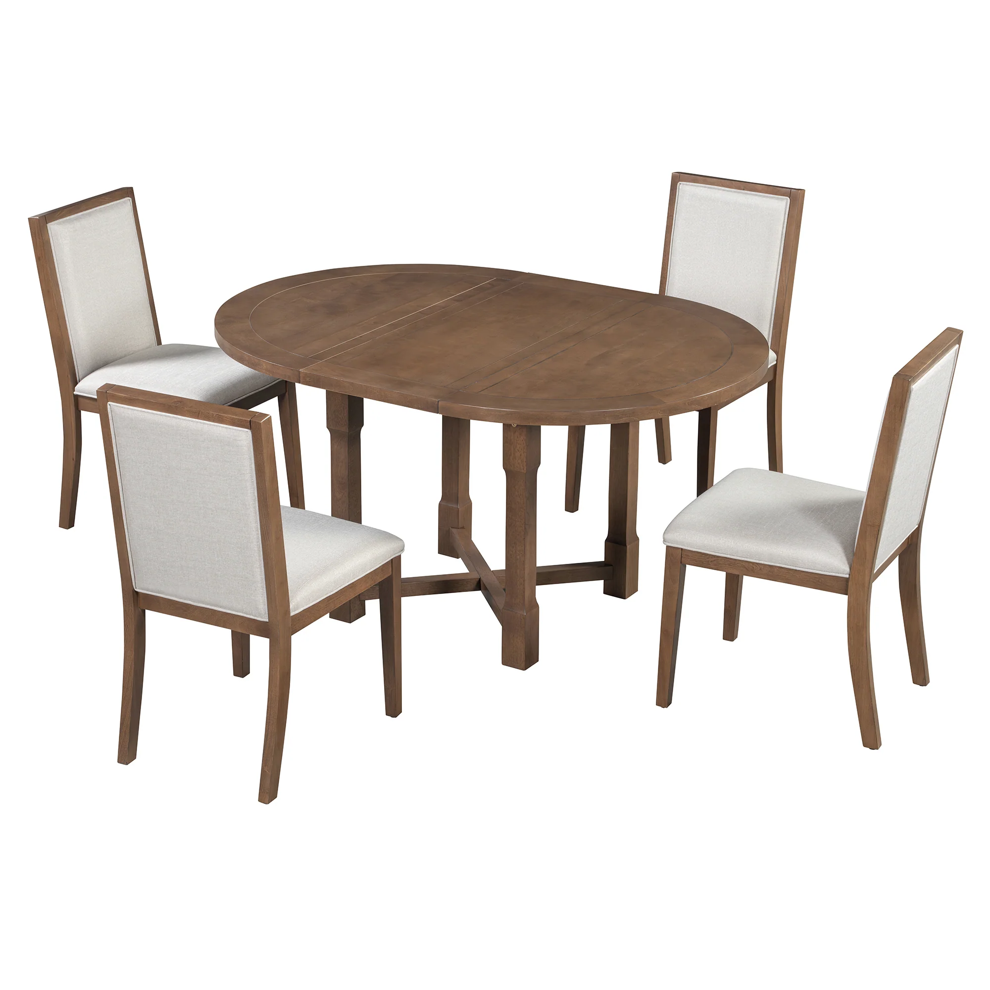 Walker Edison | Farmhouse Kitchen 5-Piece Extendable Dining Table Set for 4 with Upholstered Chair
