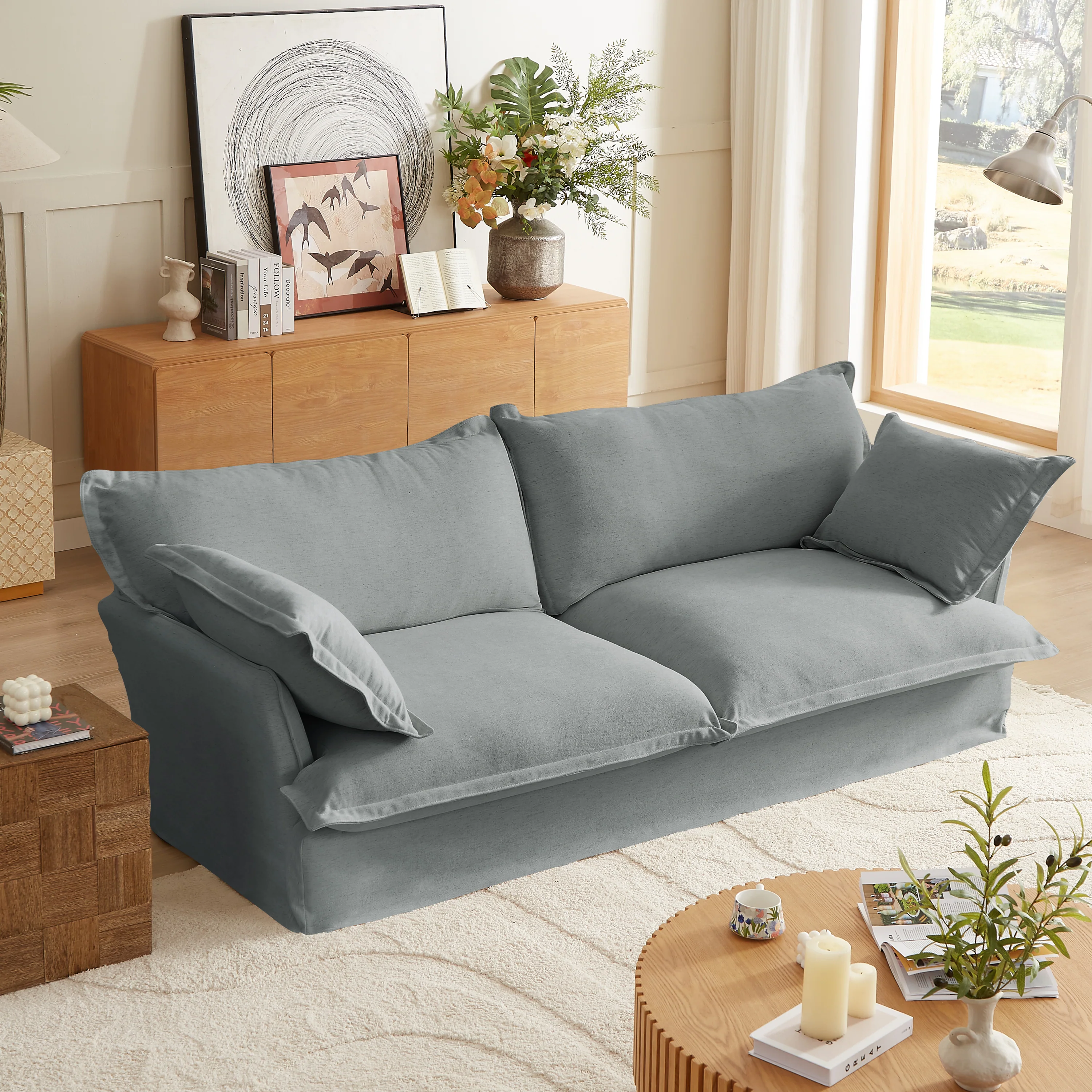 Walker Edison | Modern Comfy Pillow Top Loveseat Sofa