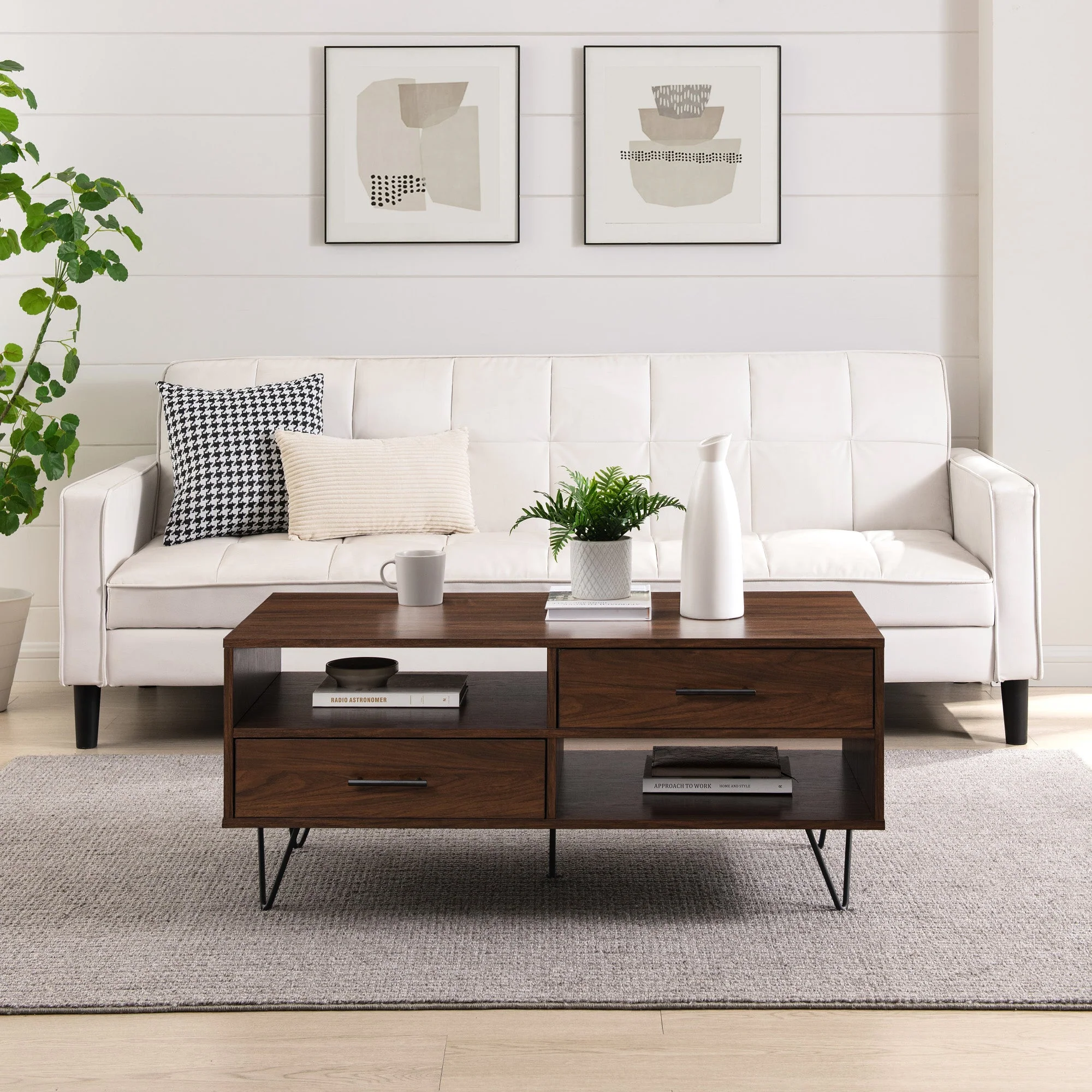 Croft 42 2-Drawer Coffee Table with Hairpin Legs