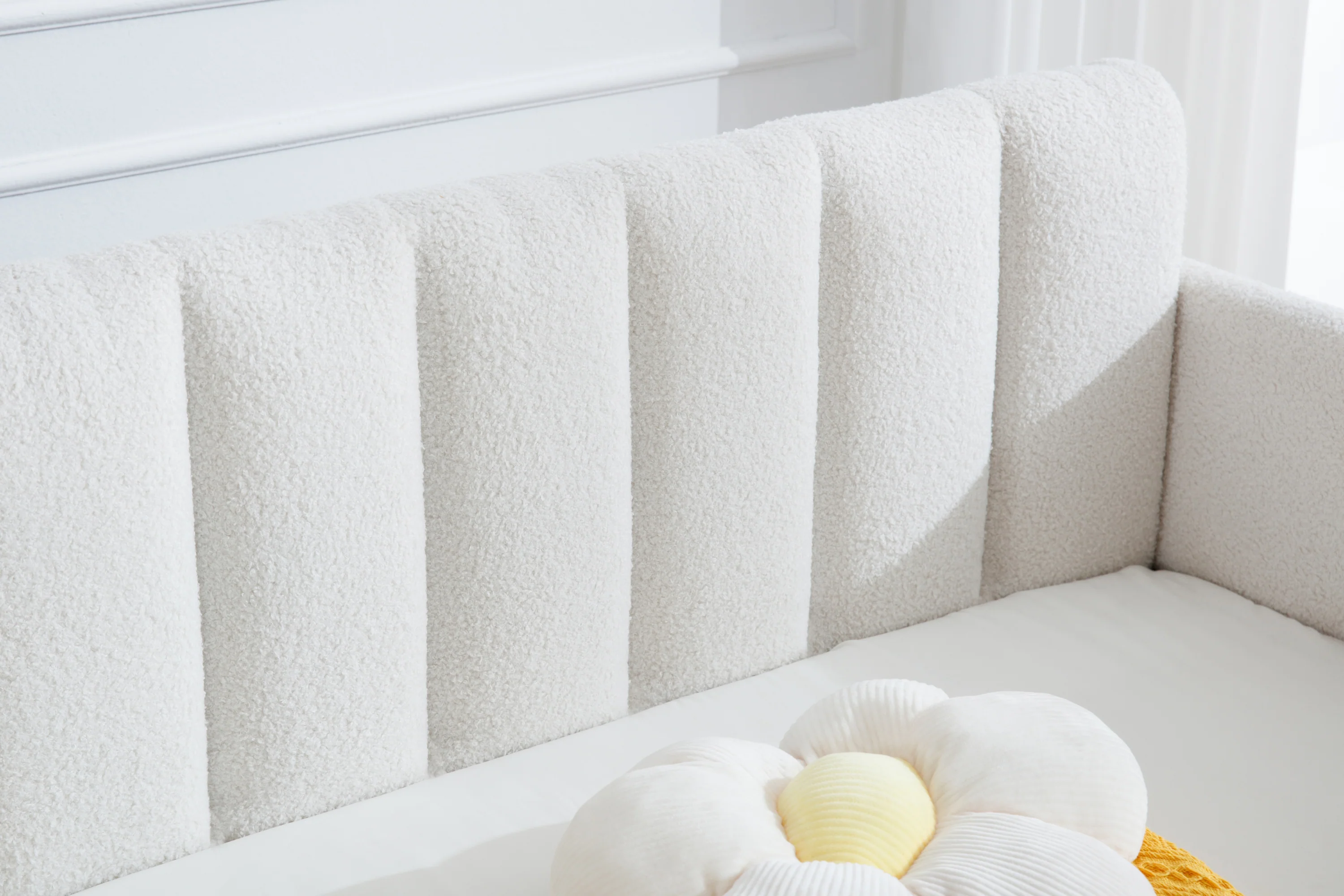 Walker Edison | Elena Twin Size Ivory Boucle Upholstered Daybed