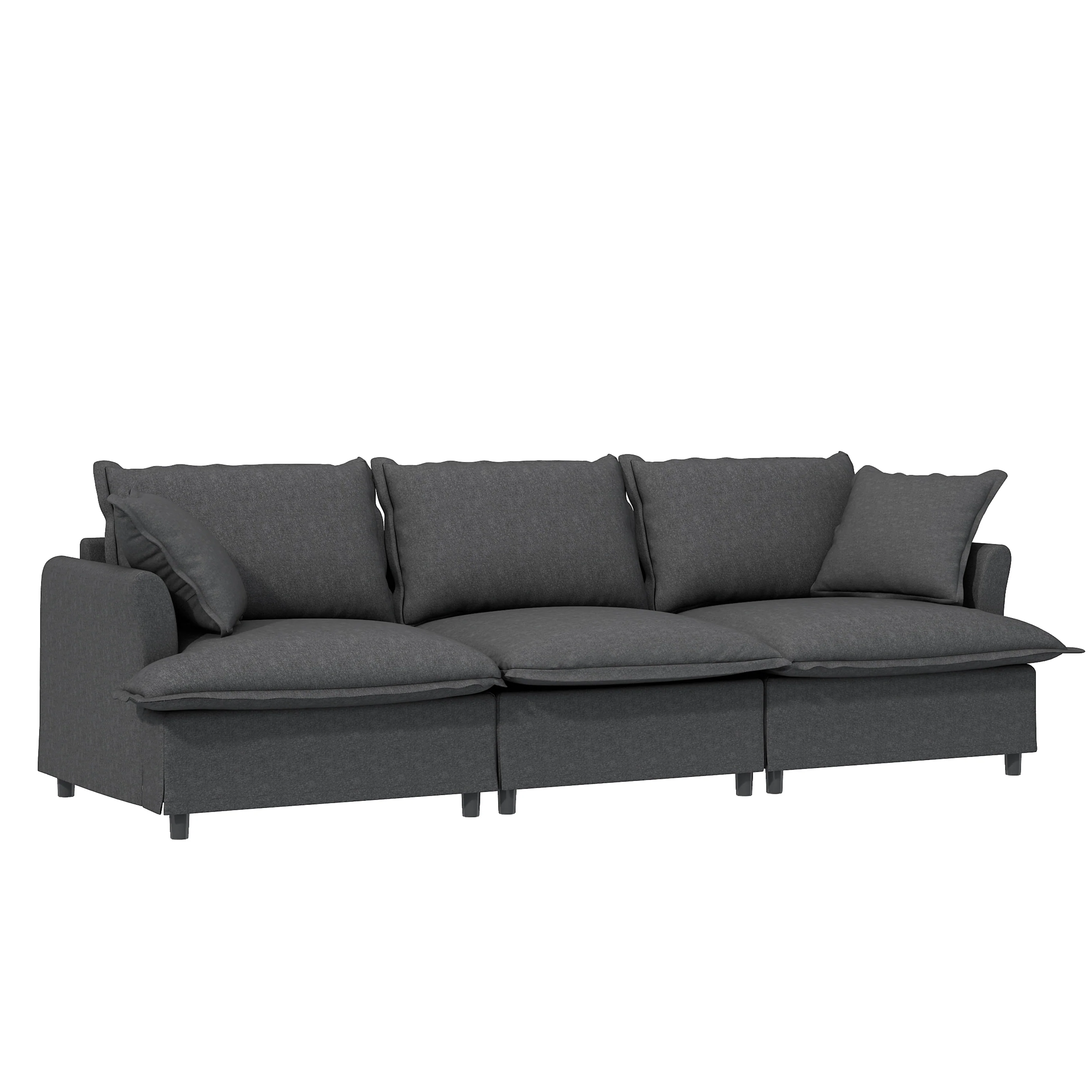 Walker Edison | Modern Cloud Sleeper Sectional Sofa with Ottoman
