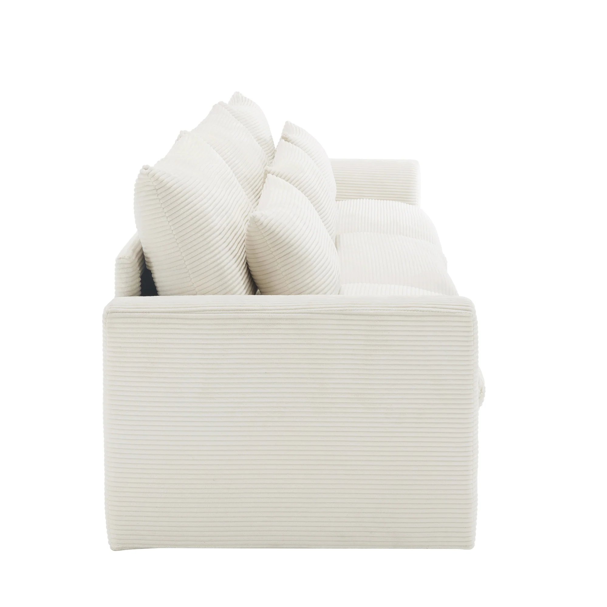 Walker Edison | Beige Corduroy Deep Seat Loveseat Couch