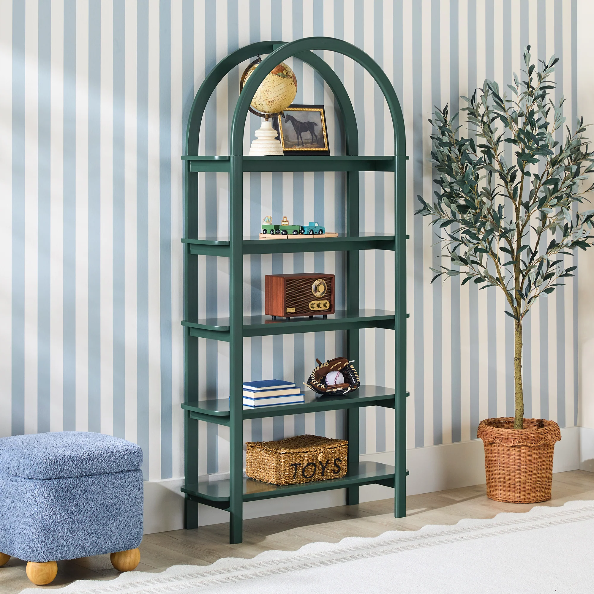 Zoey Modern Arched Wood Storage Bookcase