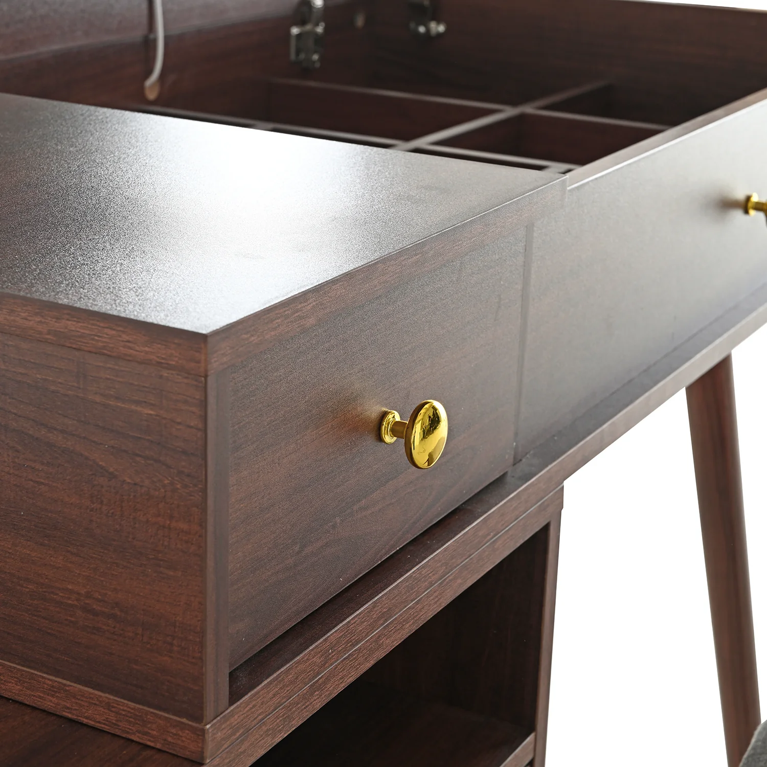 Walker Edison | 3-in-1 Makeup Vanity Desk with Lighted Flip-Top Mirror and Stool