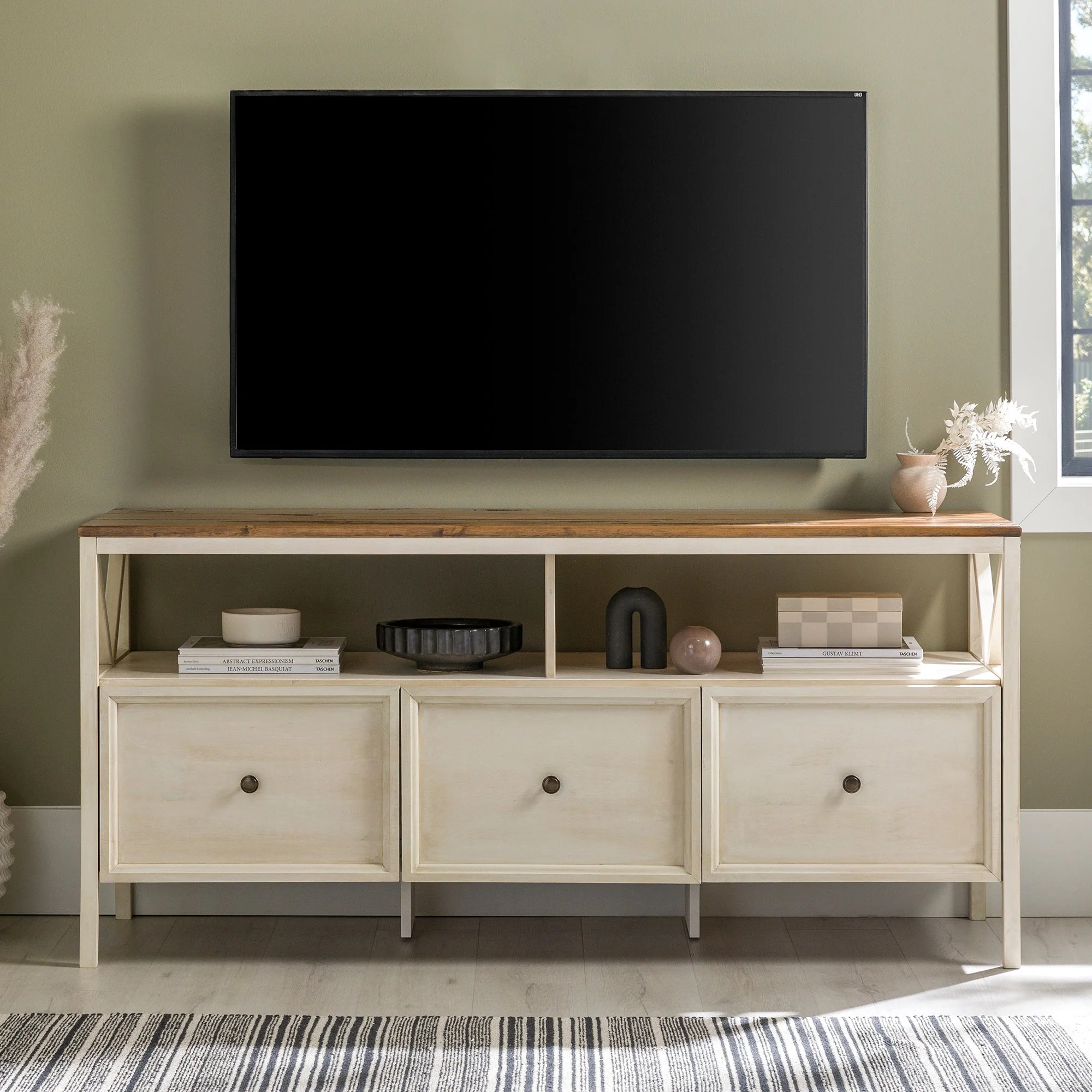 60 Distressed 3-Drawer TV Console