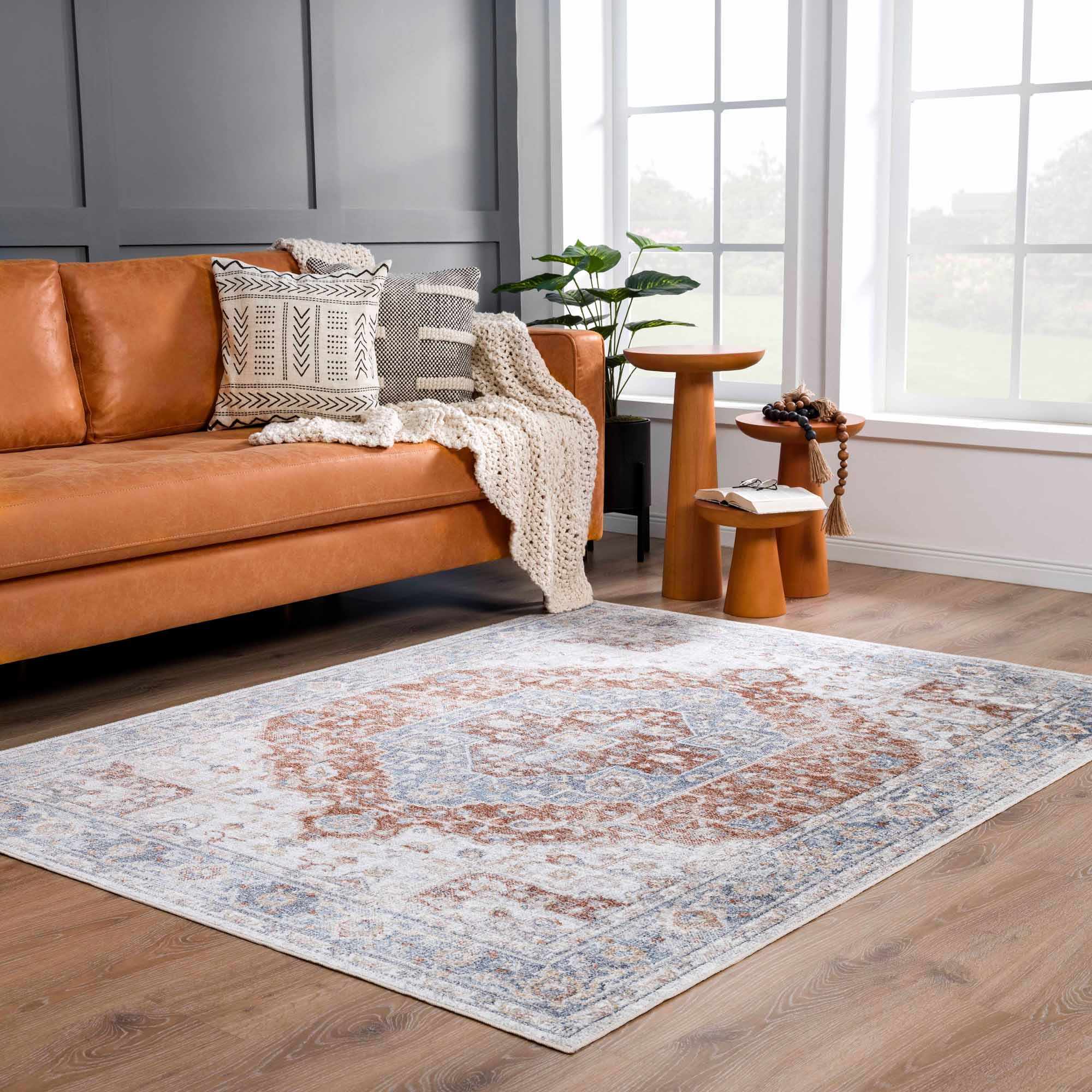 Boutique Rugs - Akram Gray & Orange Washable Area Rug