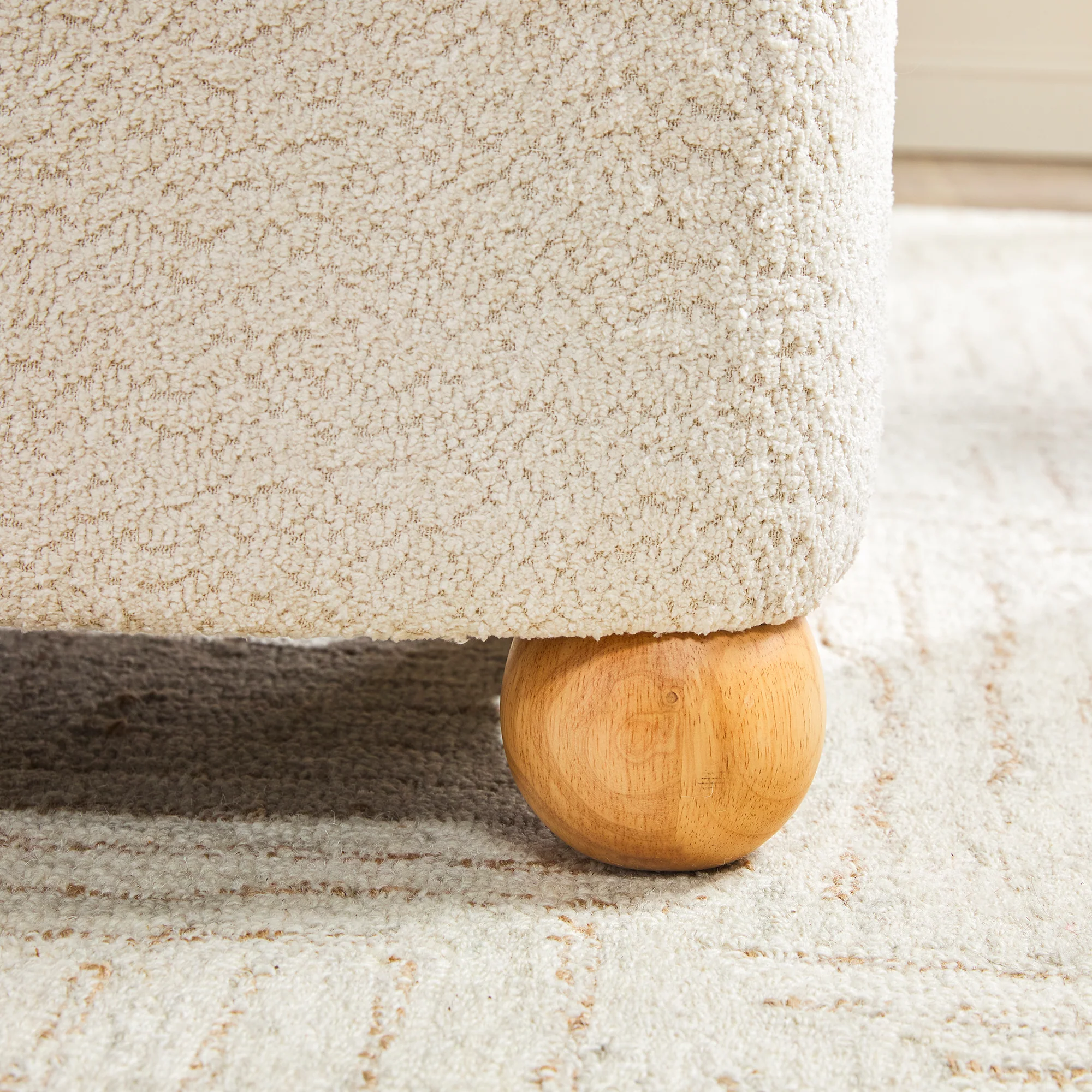 Linley Contemporary Boucle Easy Assembly Upholstered Small Storage Ottoman