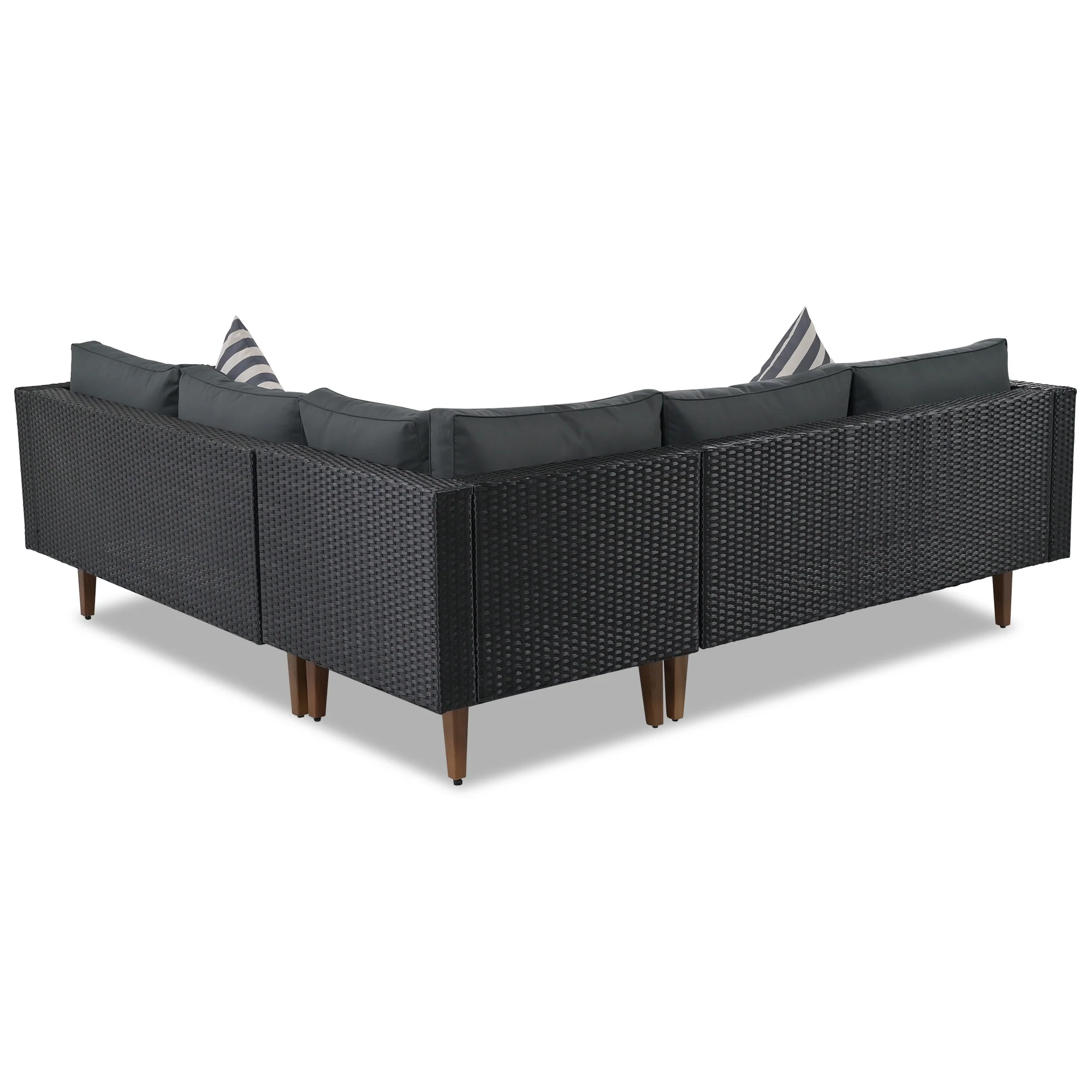 Walker Edison | Black 4-pieces Outdoor Wicker Sofa Set