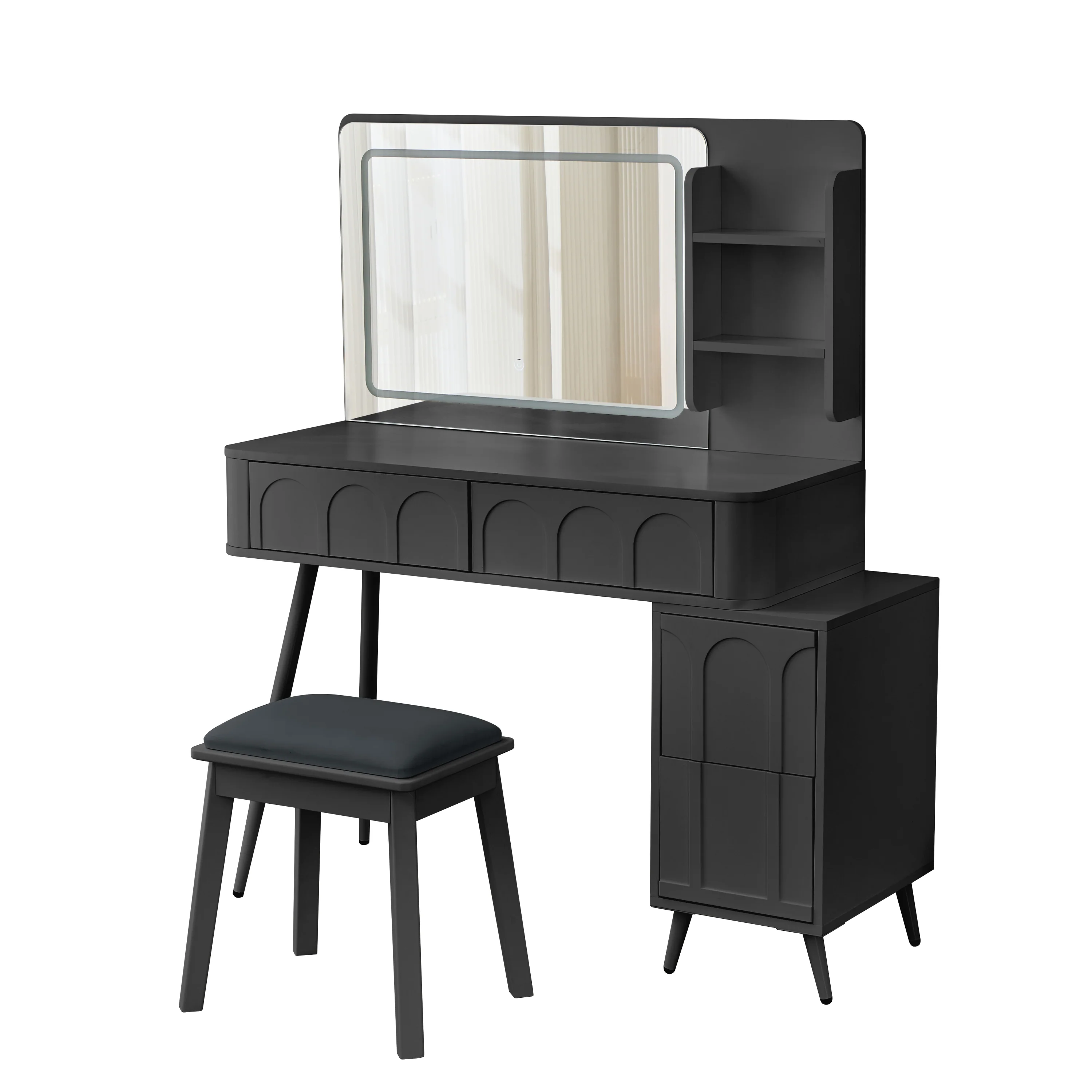 Walker Edison | Modern Makeup Vanity Desk with LED Lights & Mirror