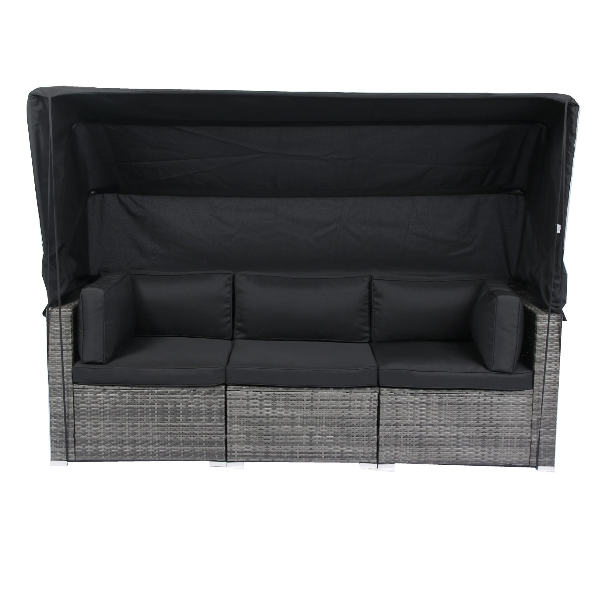 Walker Edison | 7-Piece Outdoor Patio Canopy Wicker Rattan Sectional Sofa Set