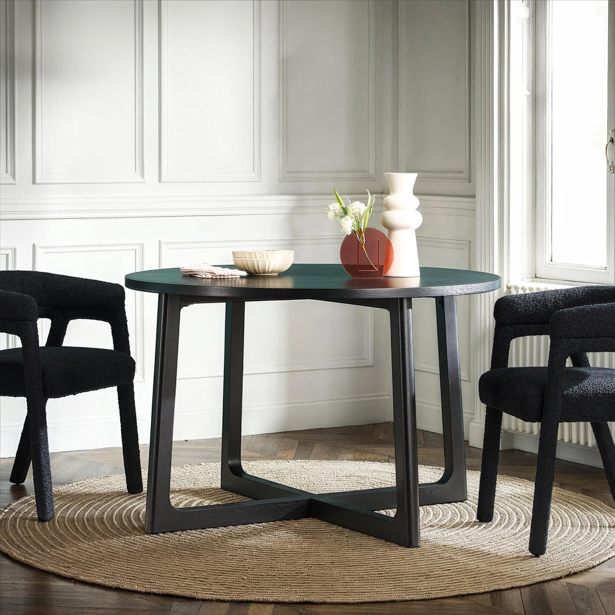 Ezra Modern Solid Wood Round Dining Table for 4