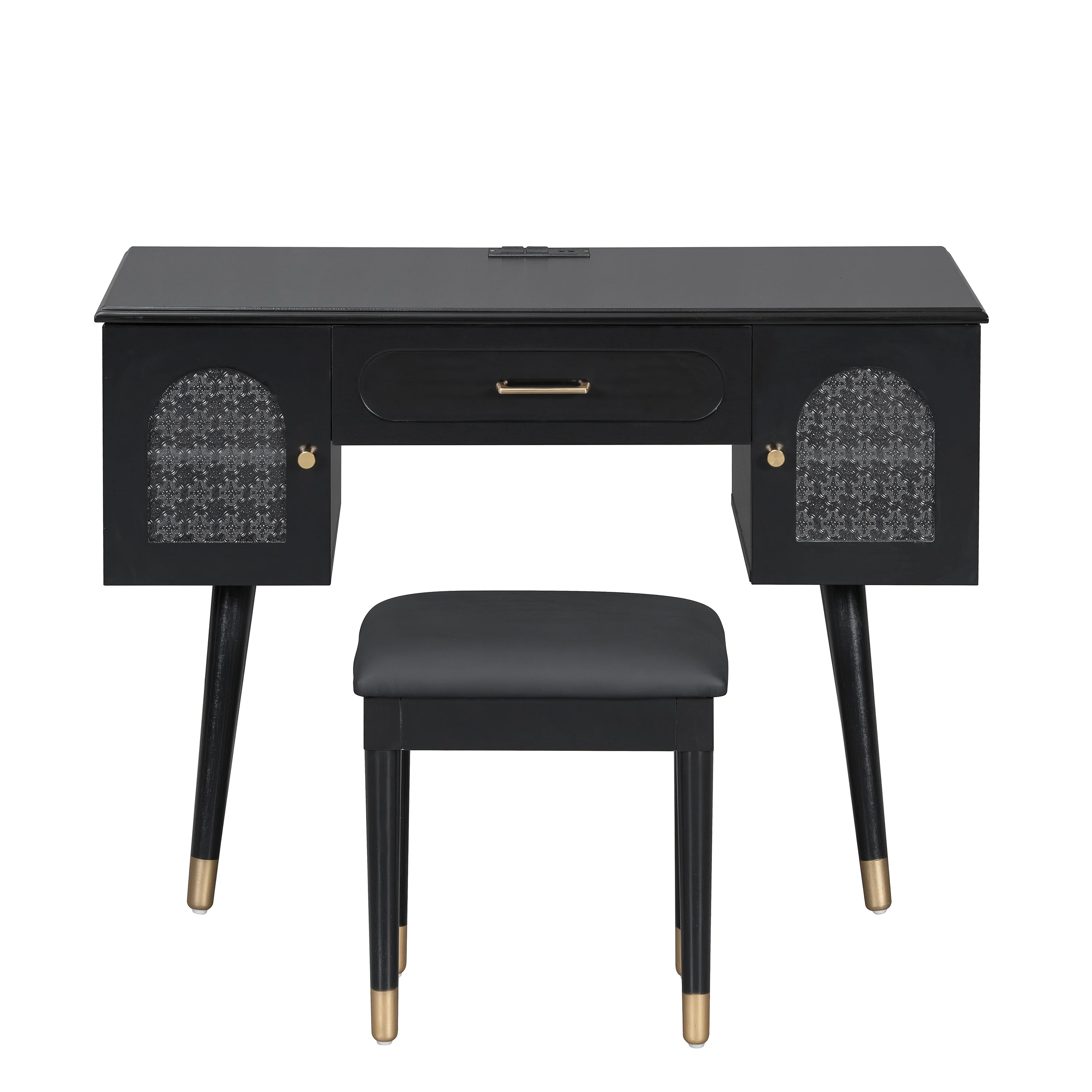Walker Edison | Modern Vanity Makeup Table & Chair Set and Writing Desk