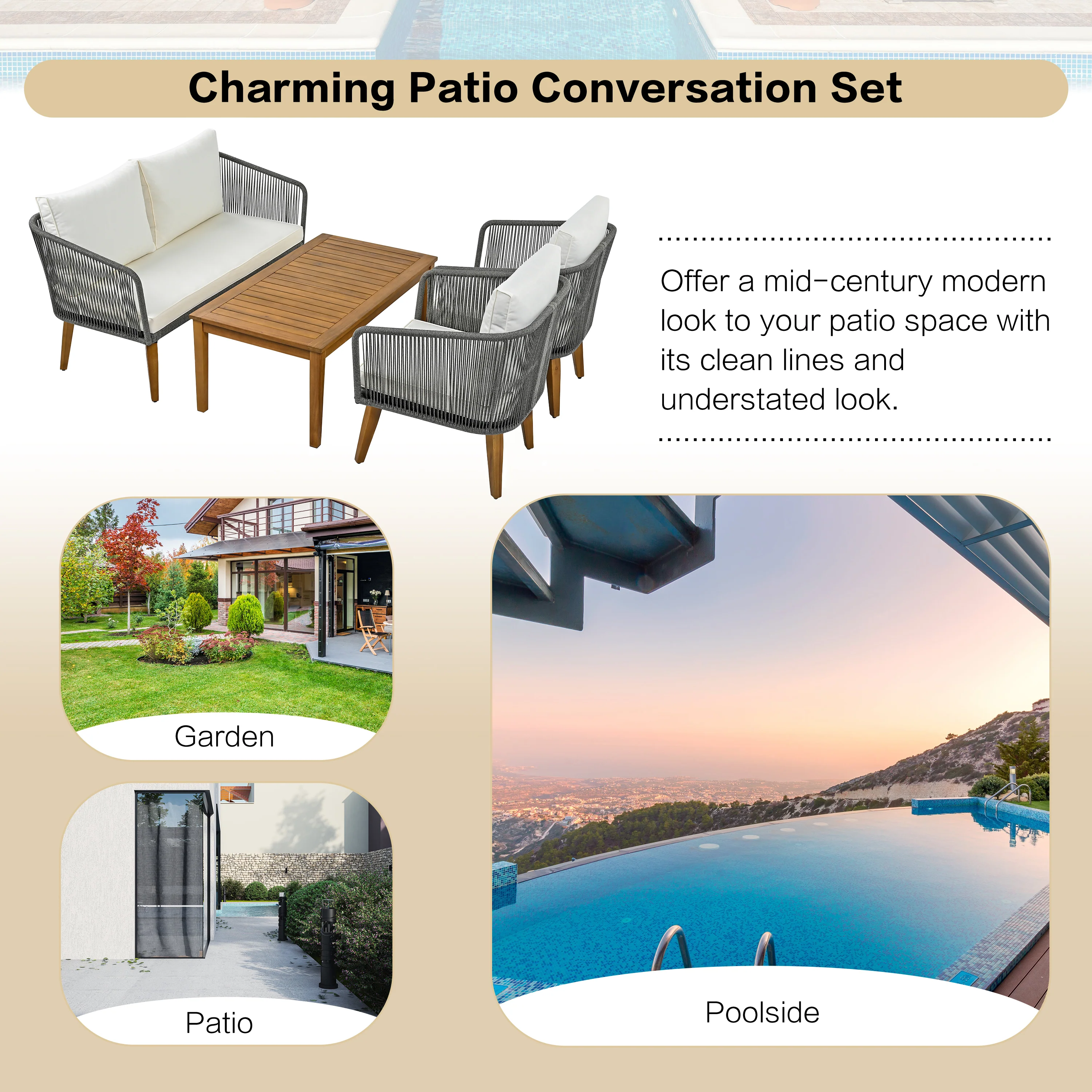 Walker Edison | Rope Patio Furniture Set