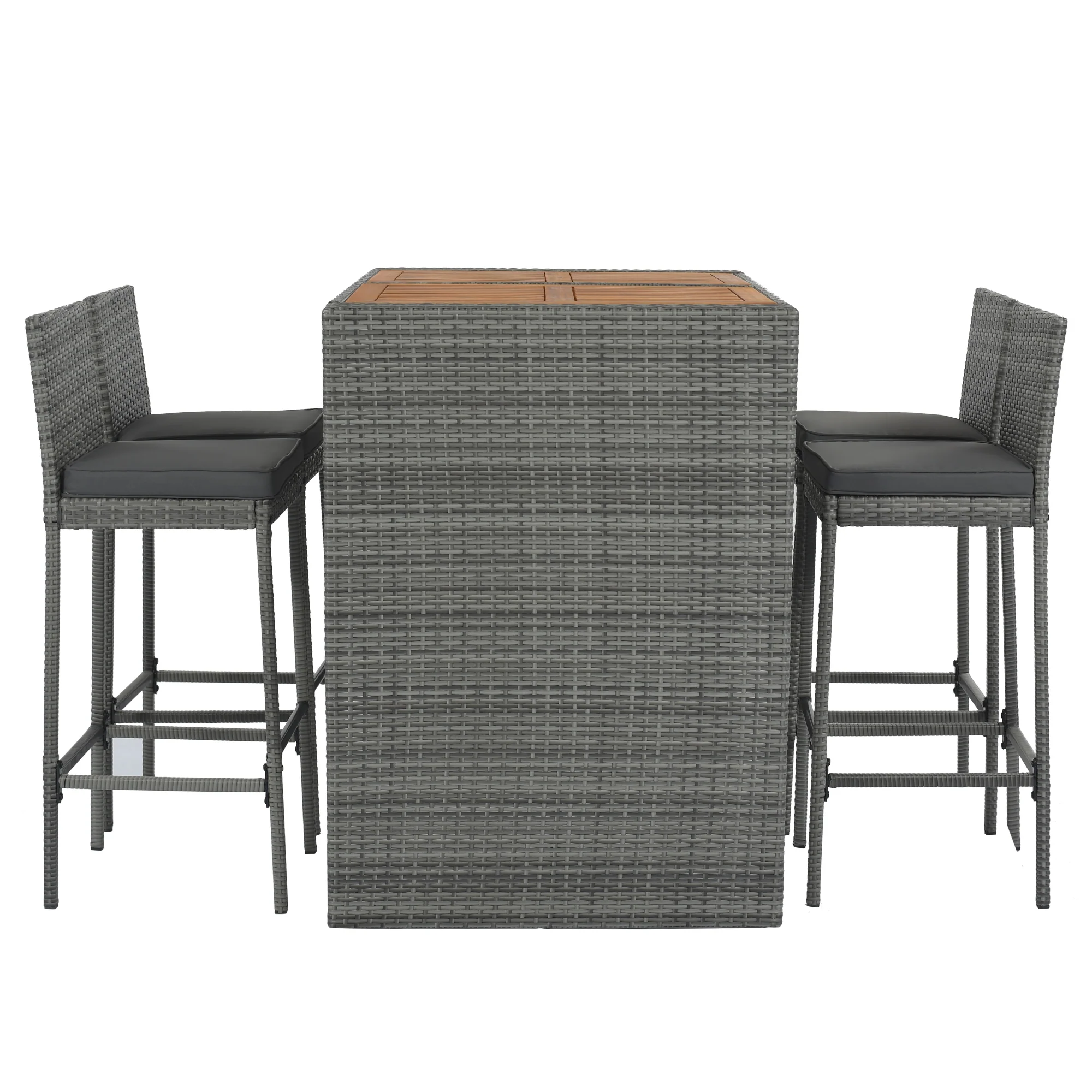 Walker Edison | 5-pieces Outdoor Patio Wicker Bar Set