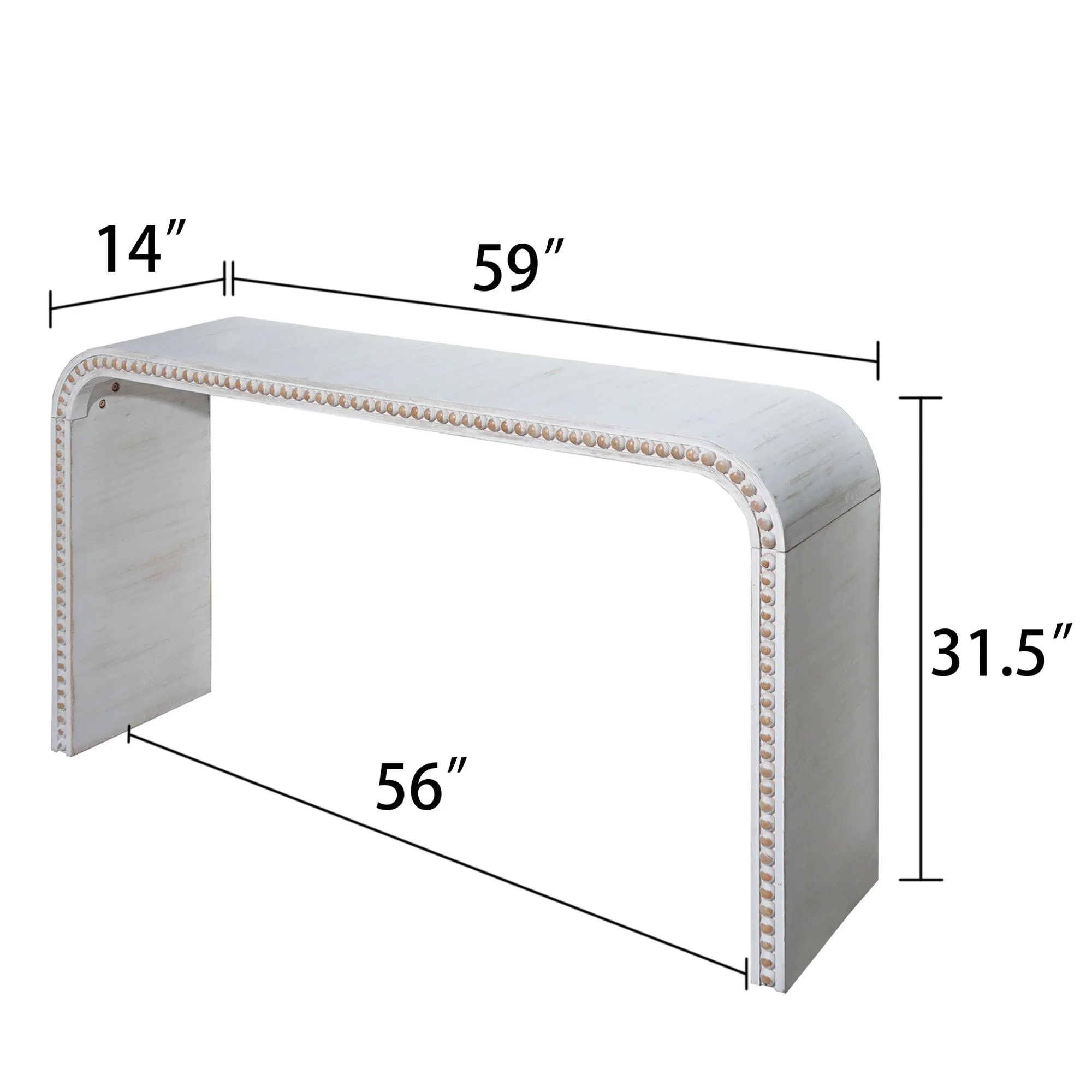 Walker Edison | Curve Design Washed White 59 Entryway Console Table