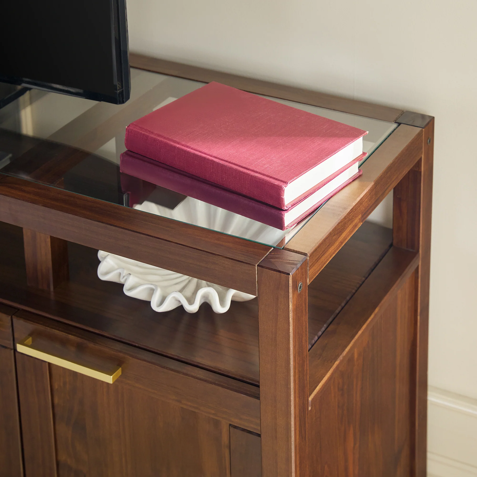 Isla Modern TV Stand with Glass Top