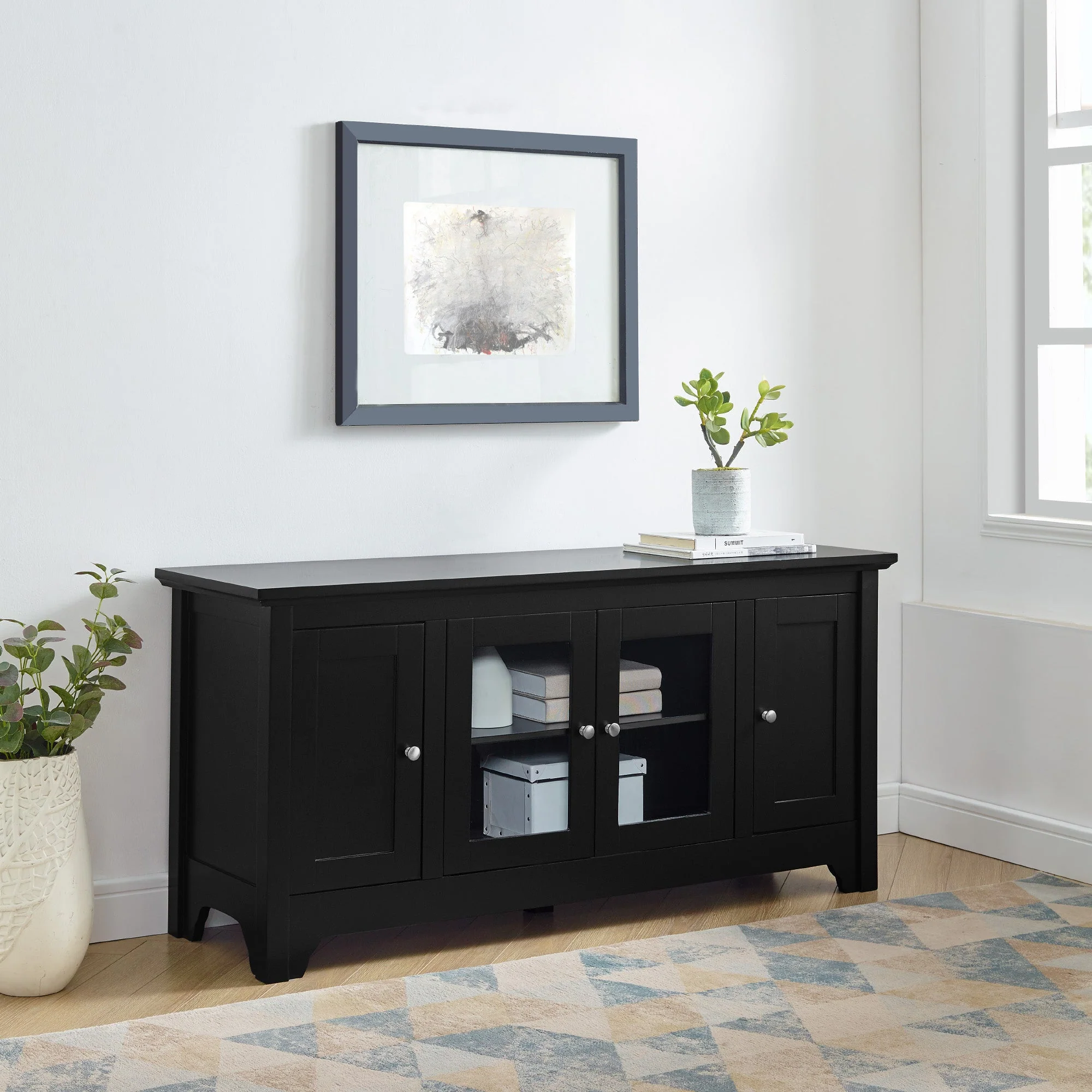 Carver 52 Transitional Wood Glass TV Stand