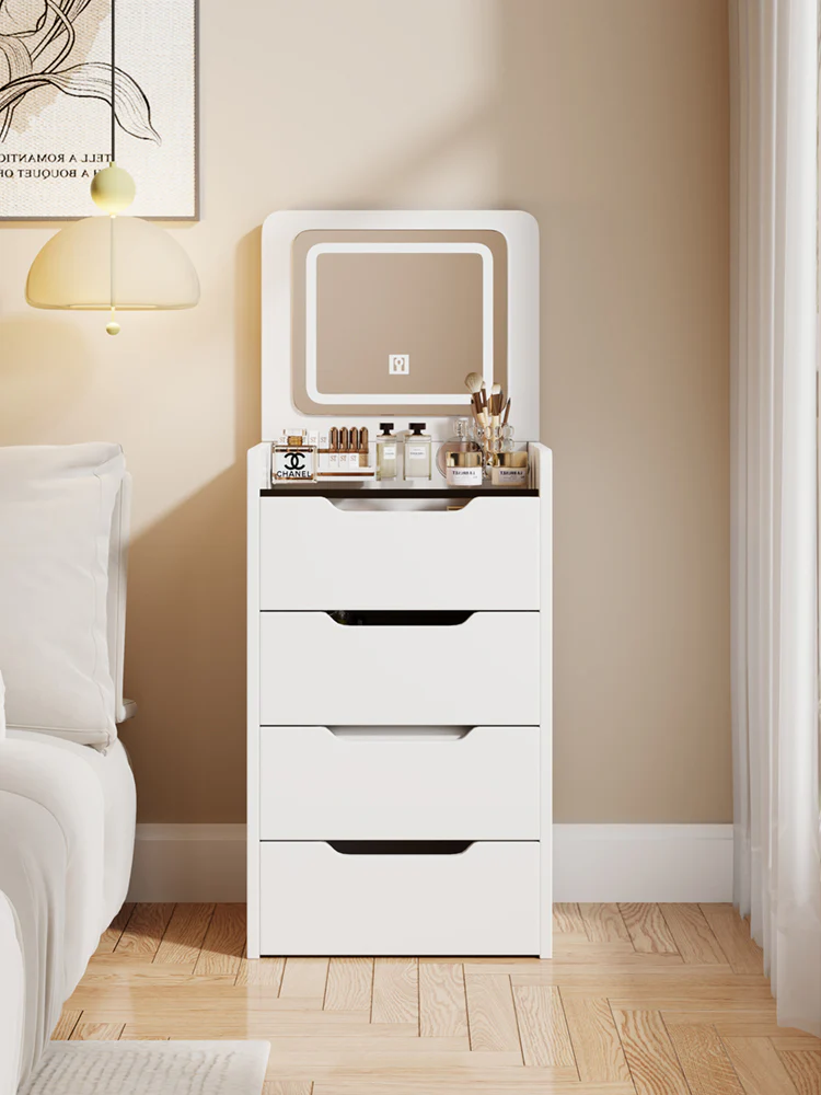 Walker Edison | White 3 in 1 Vanity Desk Set with Flip Top Mirror & Storage