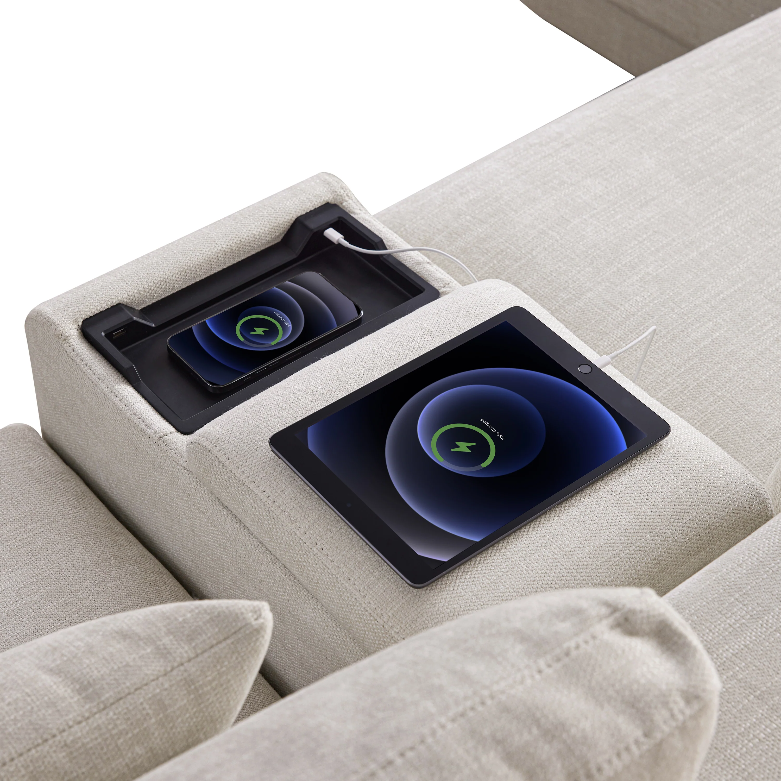 Walker Edison | Chenille Sectional Sofa with Storage Console