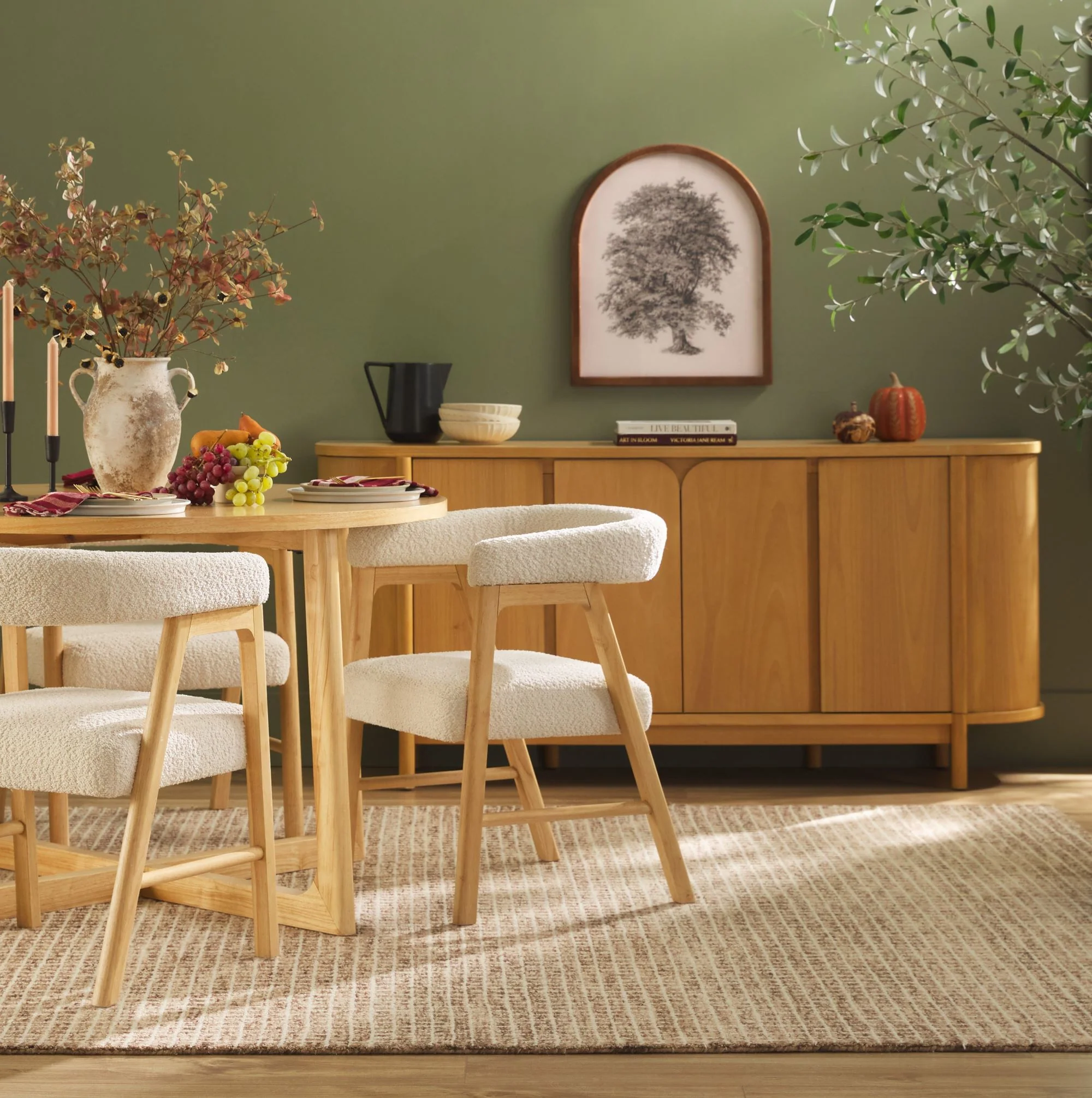 Ezra Modern Solid Wood Rectangle Dining Table for 6