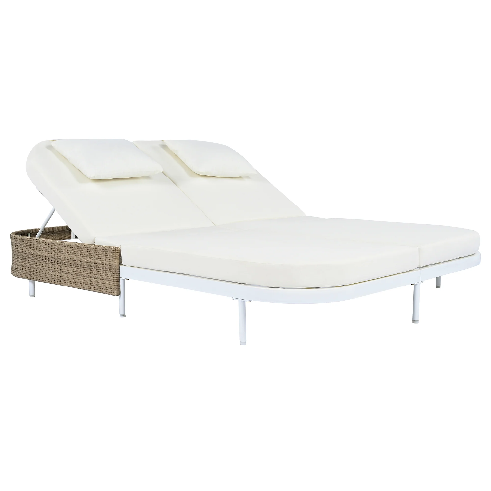 Walker Edison | Minimalist Outdoor Patio Rattan Adjustable Daybed