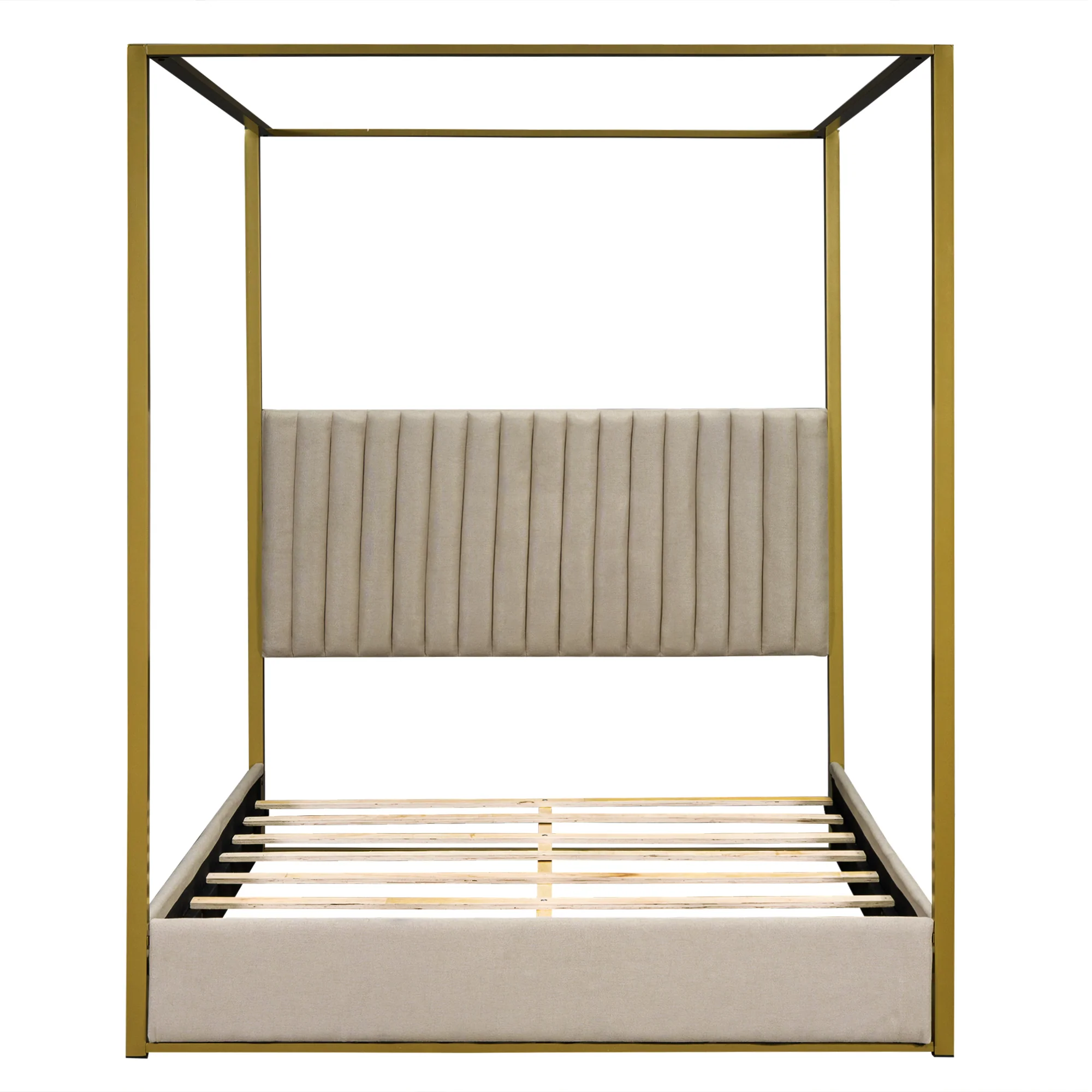 Walker Edison | Queen Size Upholstery Canopy Platform Bed