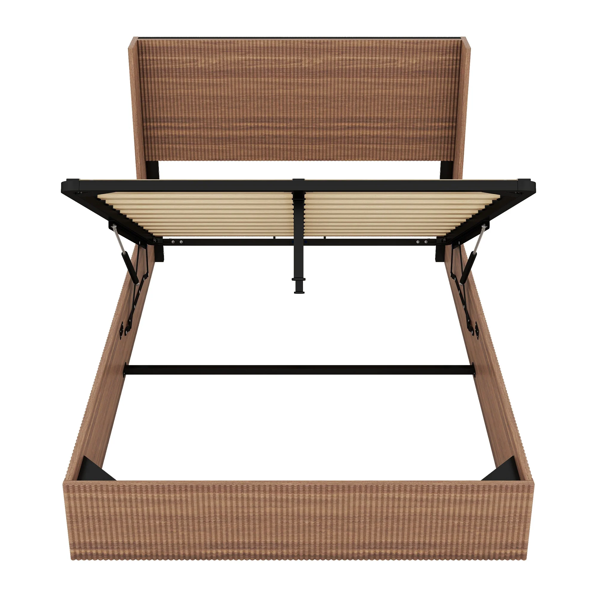 Walker Edison | Queen Modern Grooved Undulating Lift Storage Bedframe