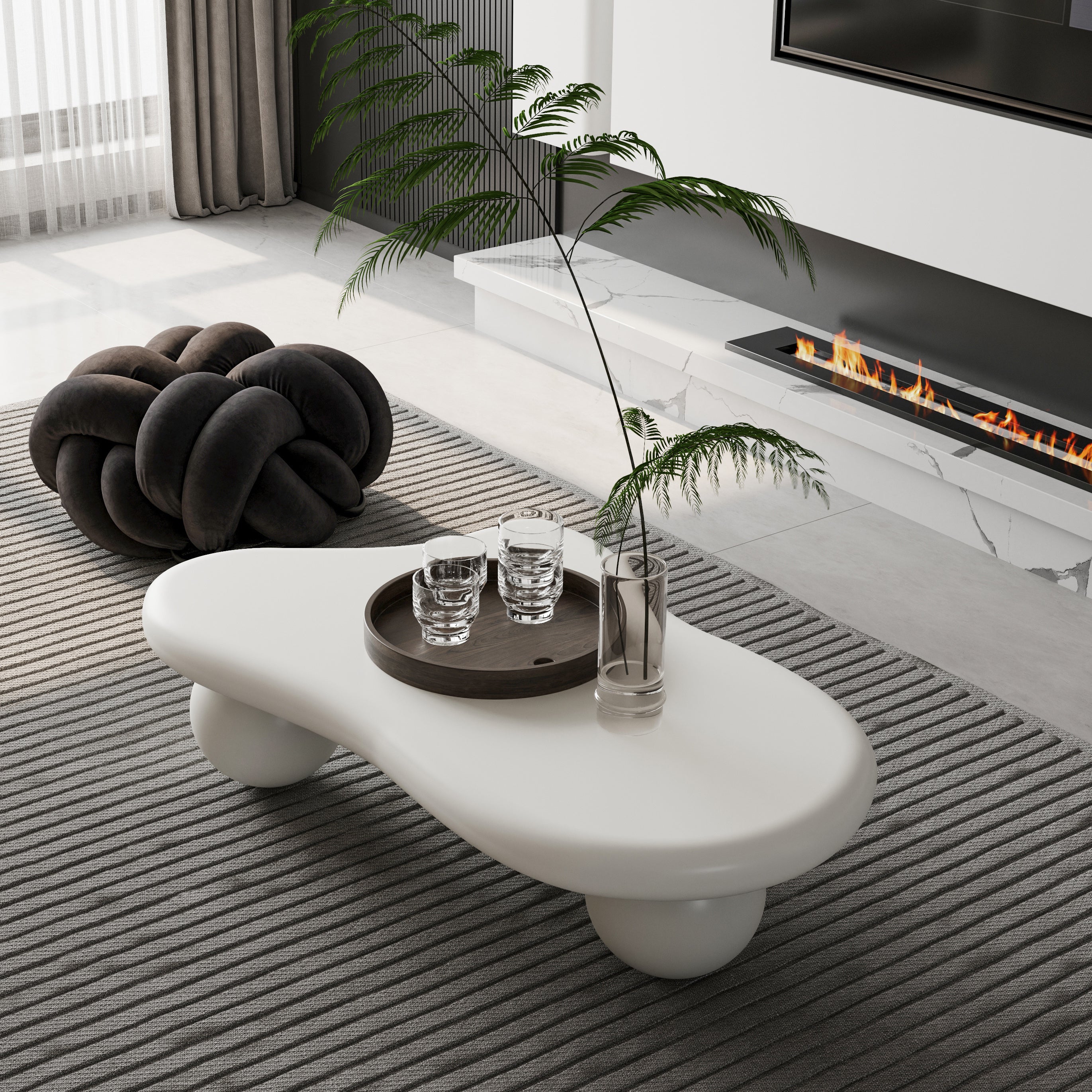 Walker Edison | Cloud Shaped Coffee Table with Ball Legs