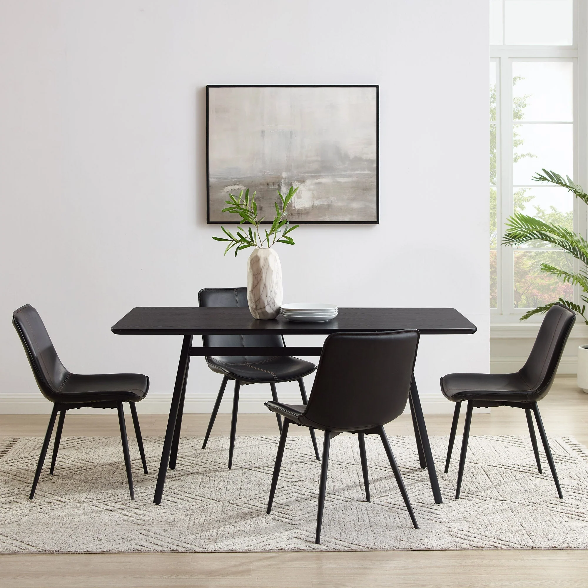 Garret 60 Modern Industrial Veneer and Metal Dining Table