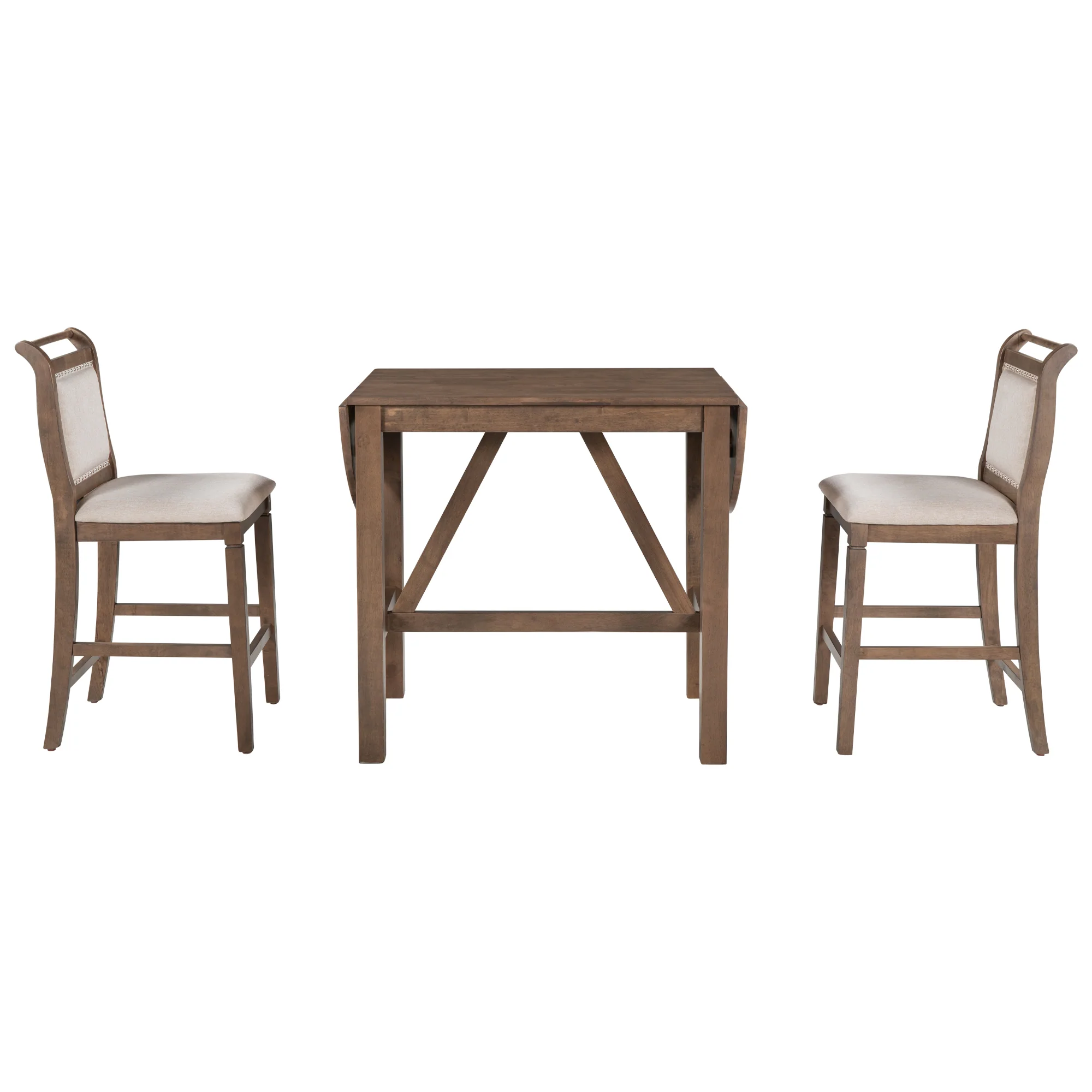 Walker Edison | 3-Piece Wood Counter Height Drop Leaf Dining Table Set with Chairs
