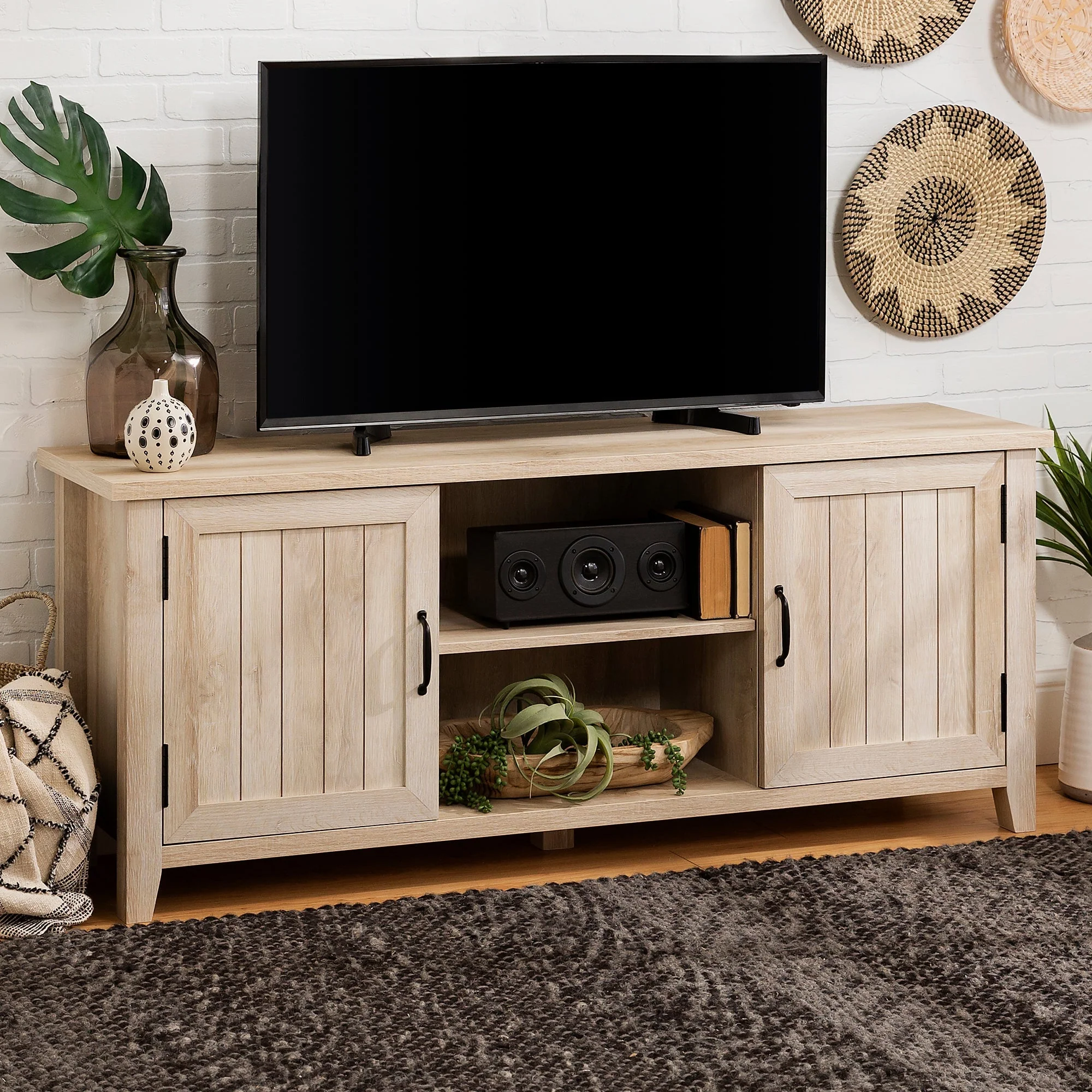 Farmhouse 58 Modern Grooved 2 Door TV Stand