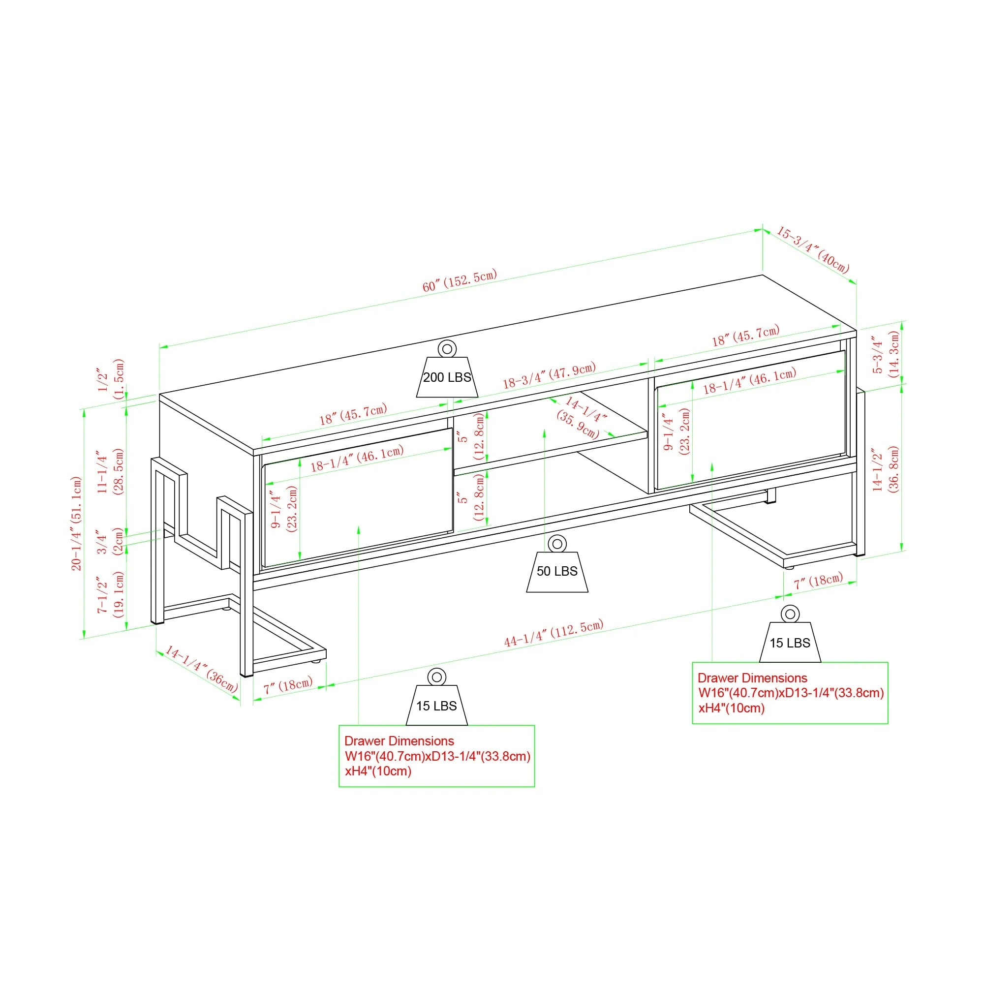 Betty Modern Glam 2-Drawer TV Stand