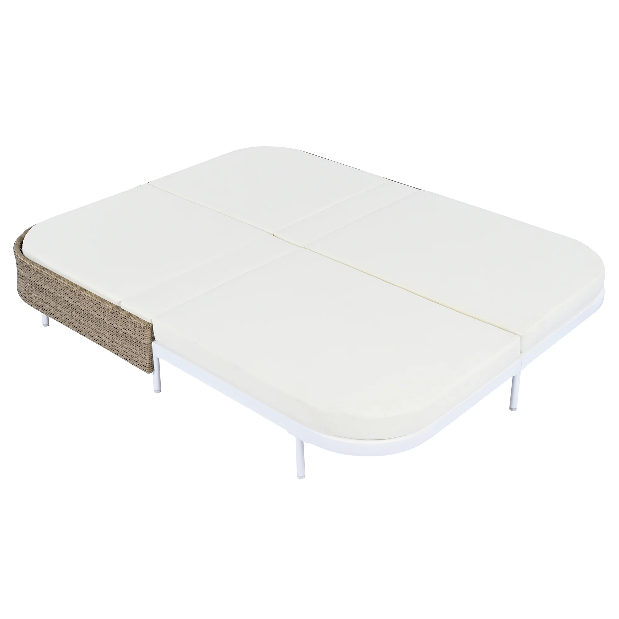 Walker Edison | Minimalist Outdoor Patio Rattan Adjustable Daybed