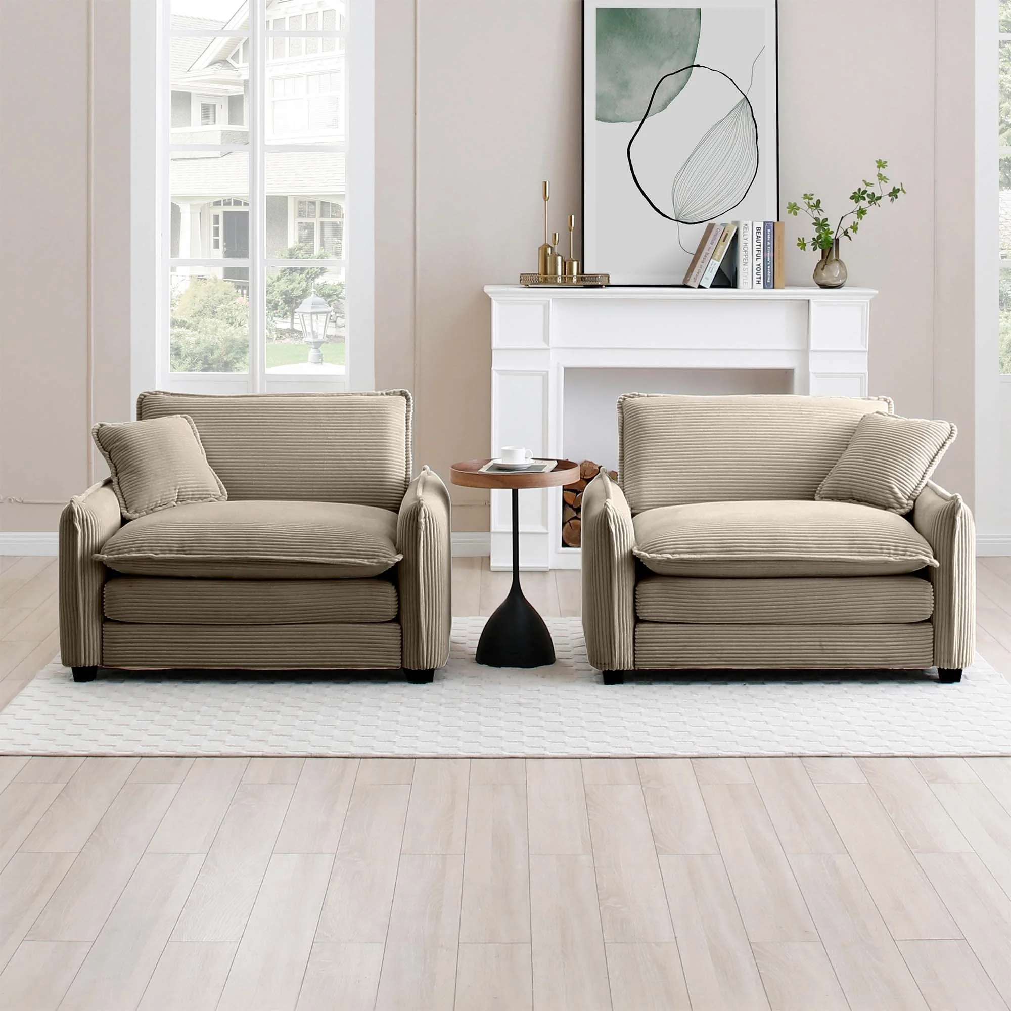 Walker Edison | Corduroy Cloud Deep Seated Accent Sofa Chairs