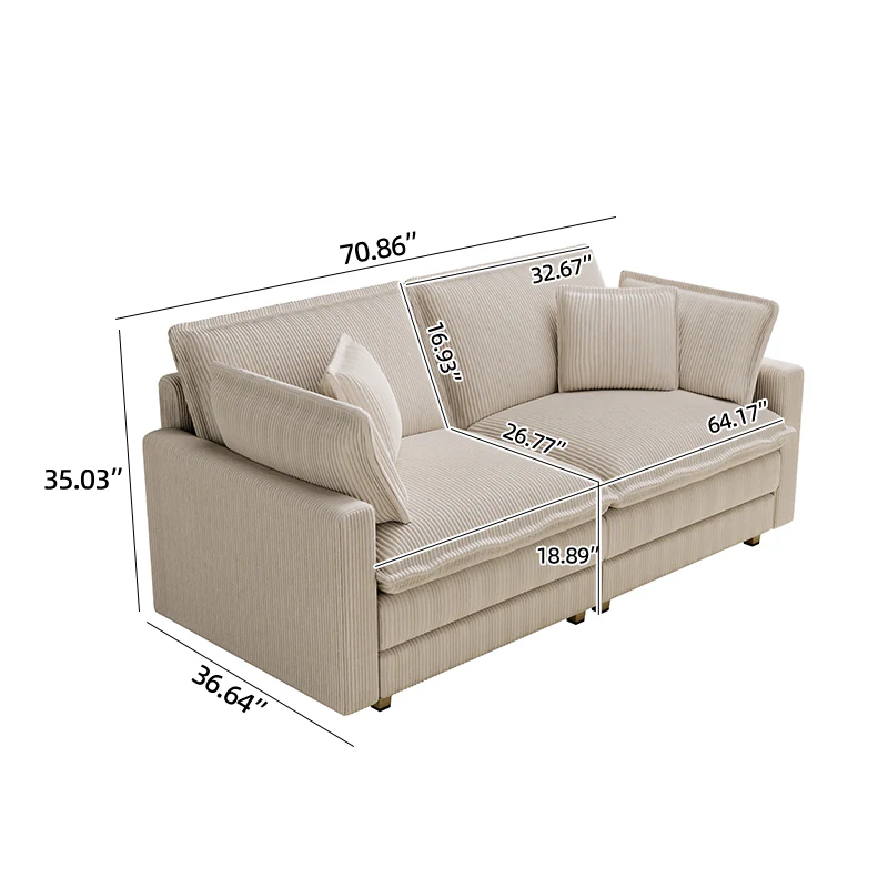 Walker Edison | Deep Seat Loveseat Sofa with Pillows