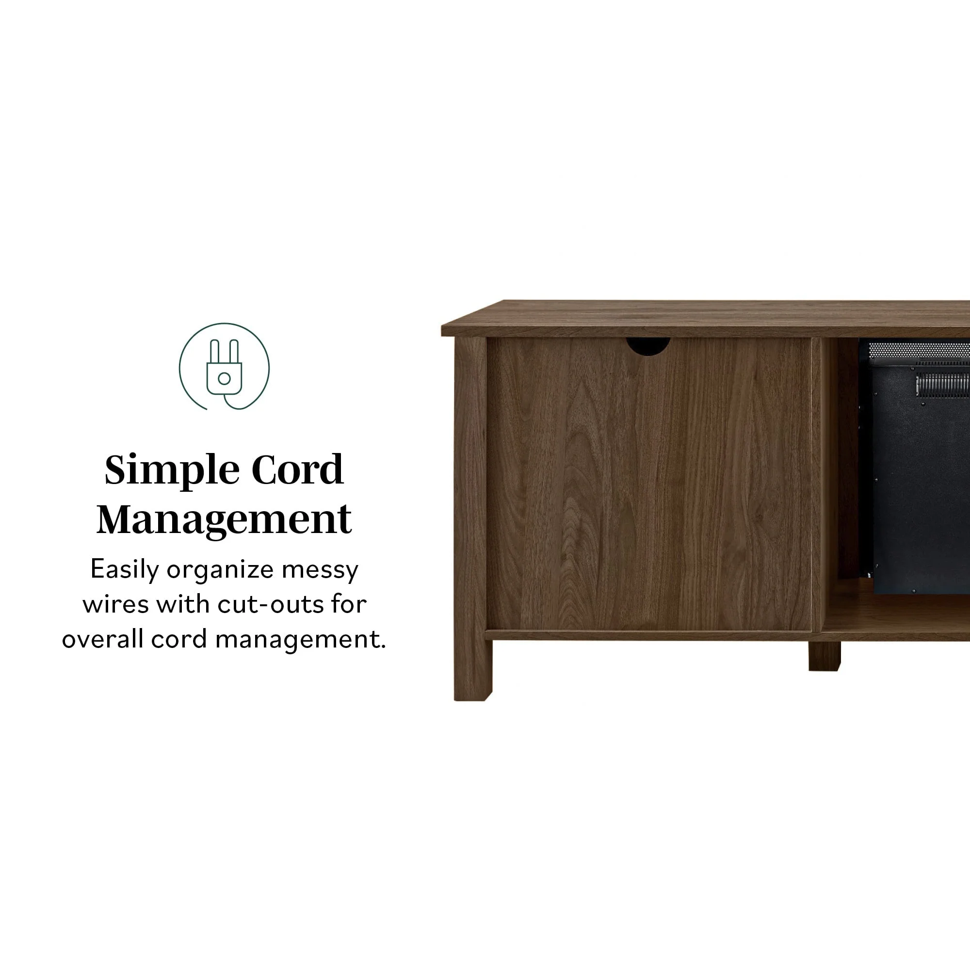 Simple Fireplace Console with Glass Doors