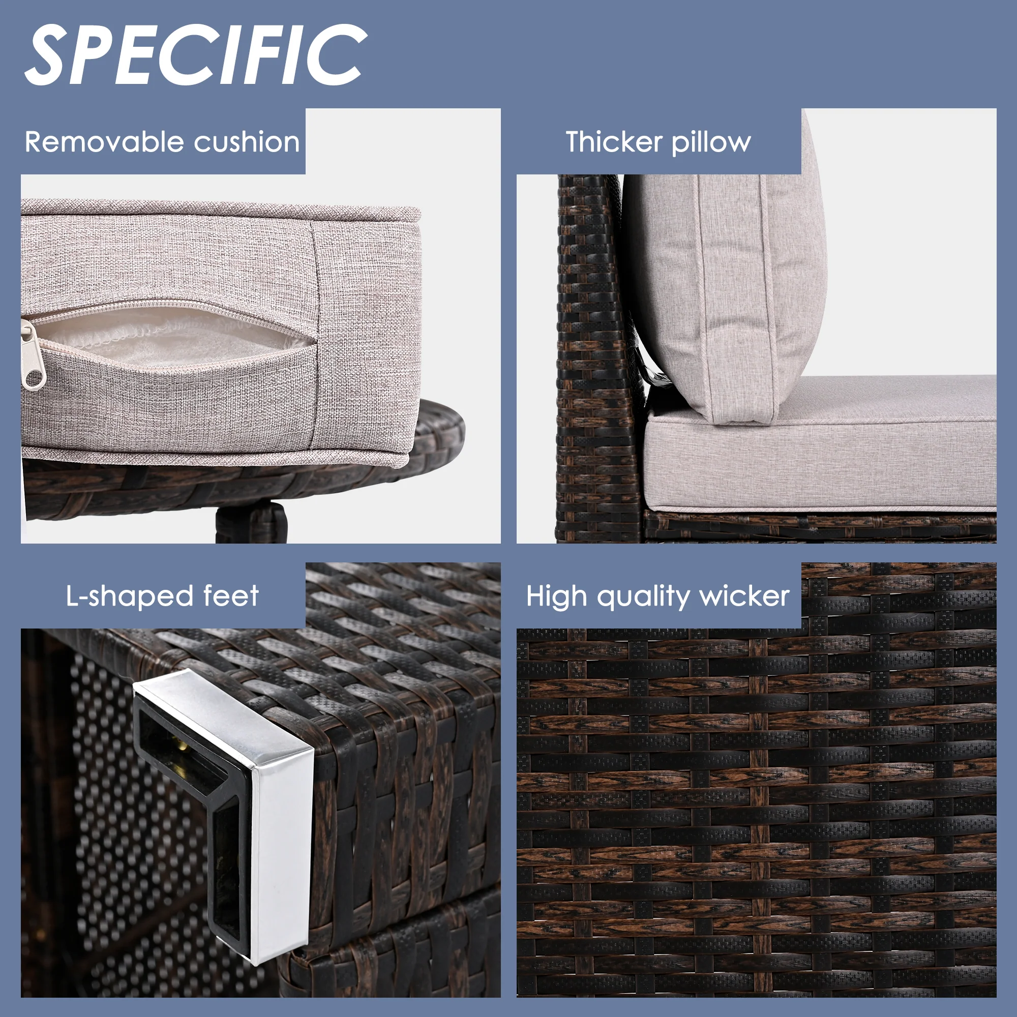 Walker Edison | Half Moon 9-Piece Wicker Outdoor Patio Sofa Set