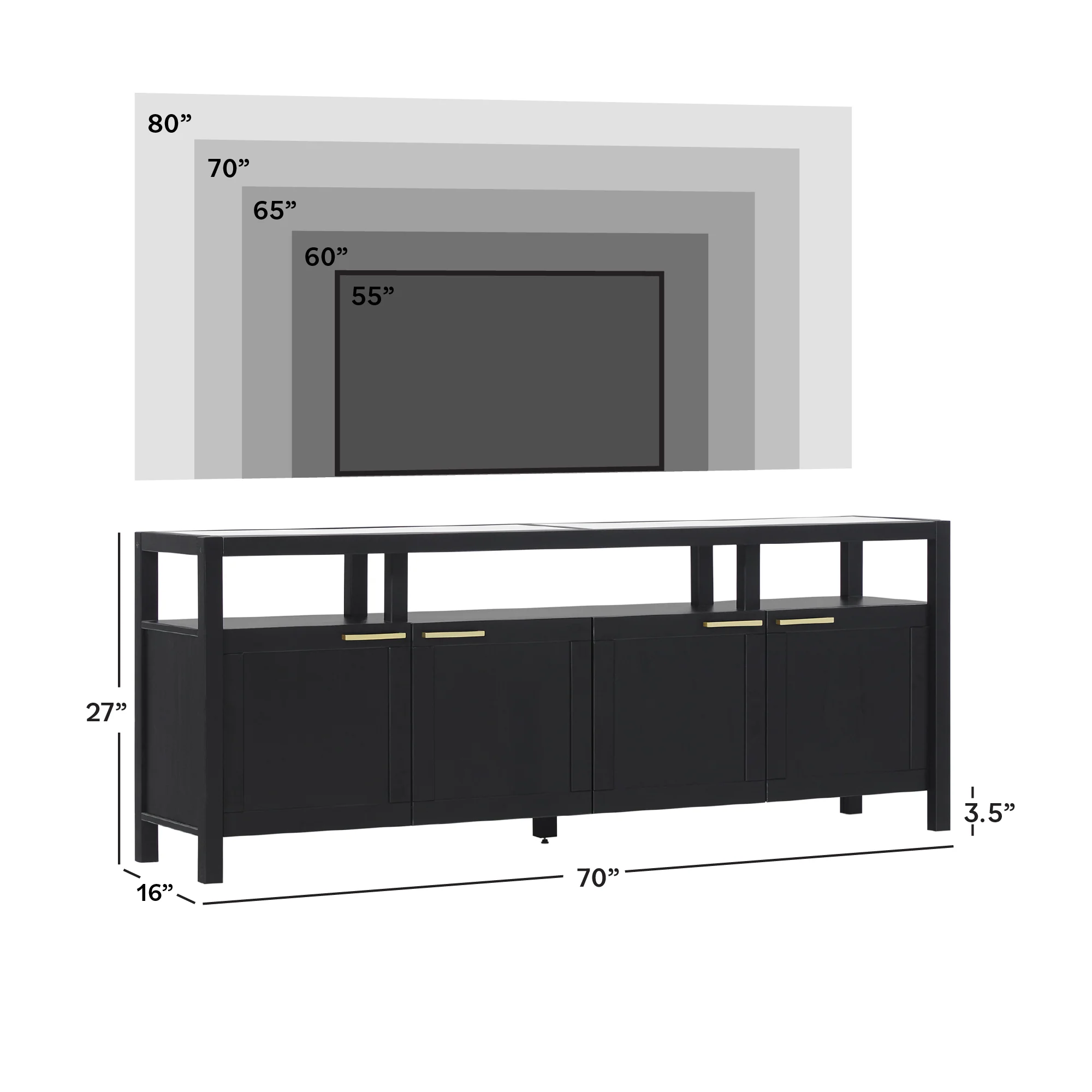 Isla Modern TV Stand with Glass Top
