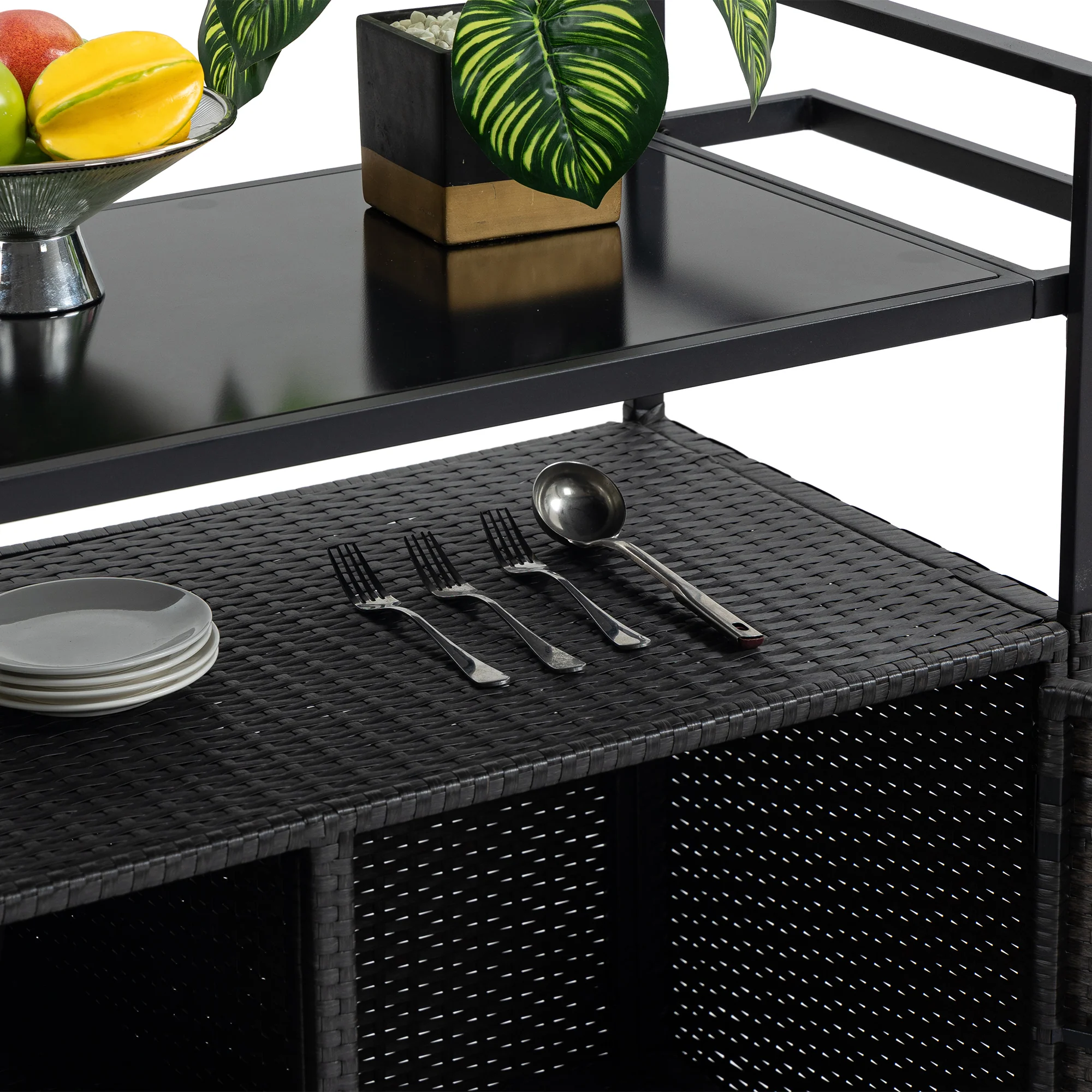 Walker Edison | Outdoor Wicker Bar Cart