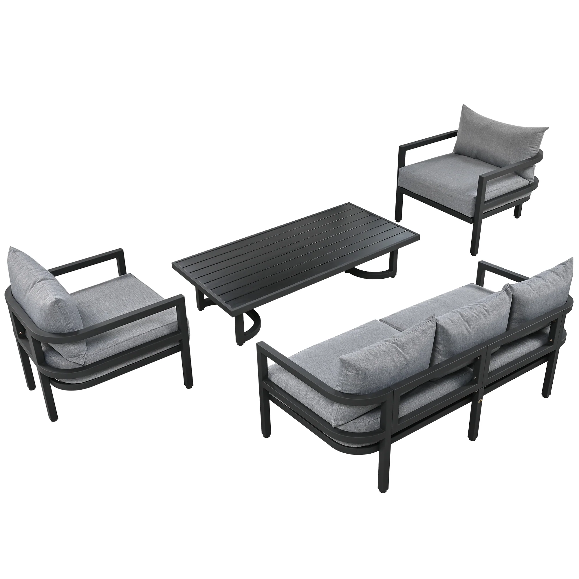 Walker Edison | Outdoor Patio Steel 4 Piece Sofa Set