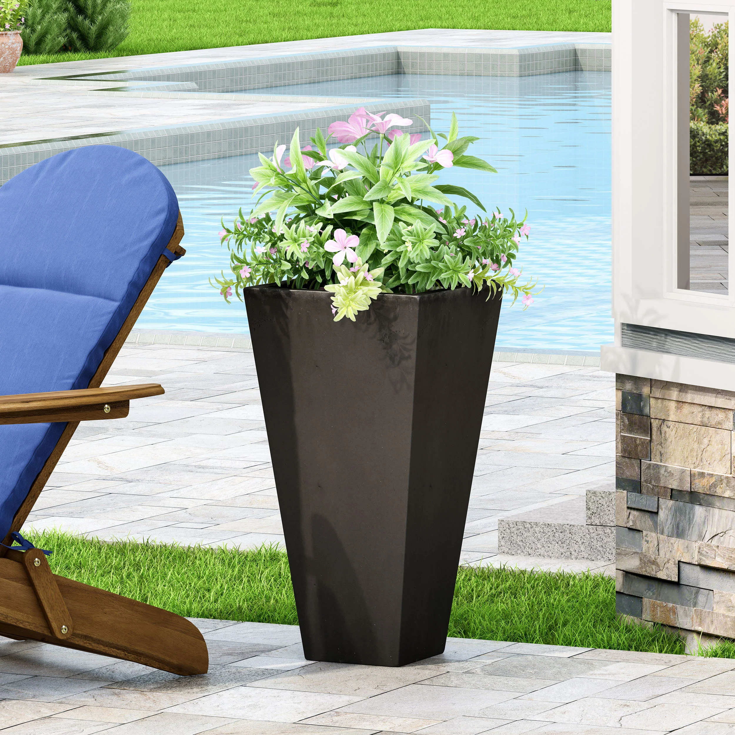 Walker Edison | Black Outdoor Modern Planter