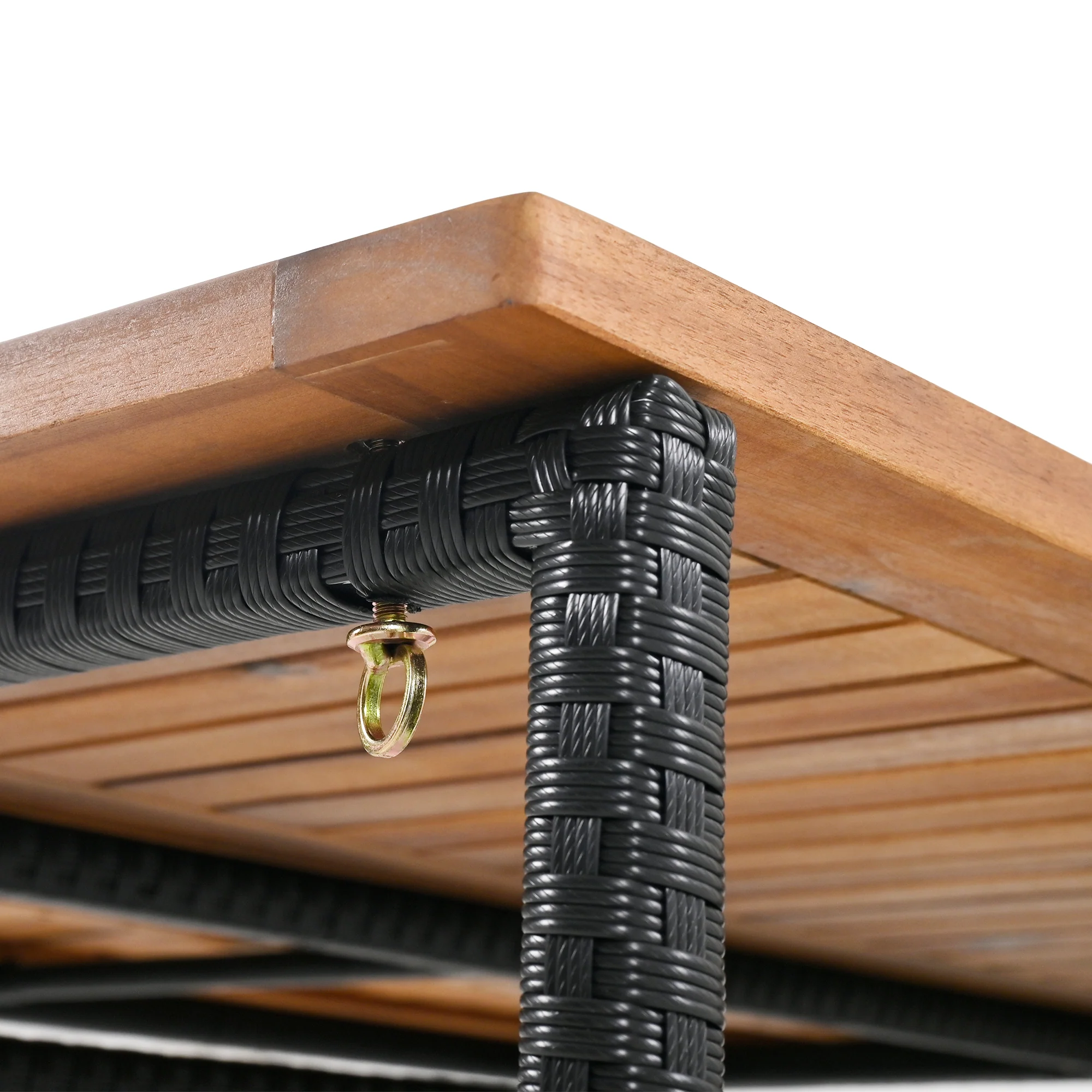 Walker Edison | Outdoor 5-Piece Acacia Wood Bar Height Table And Stool Set