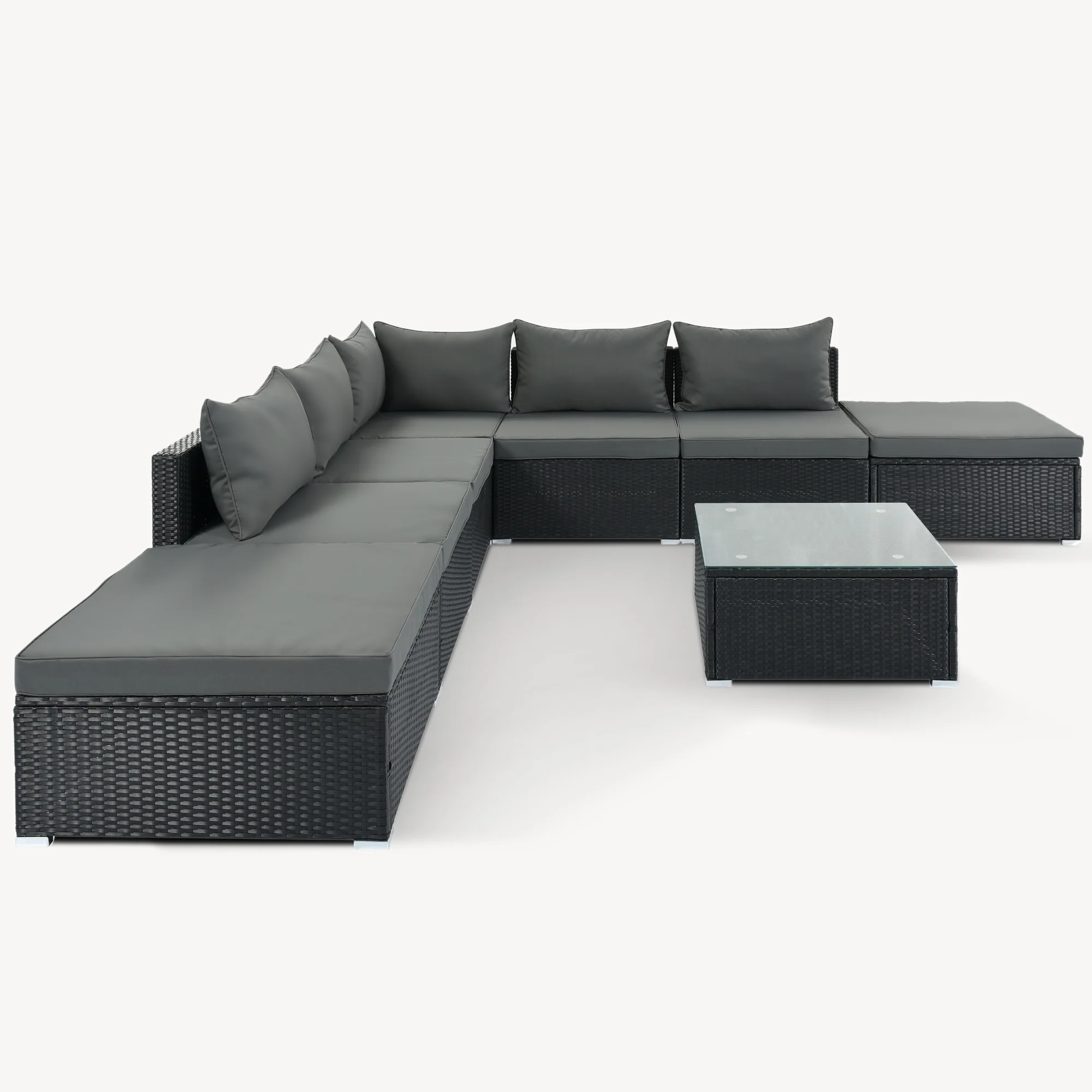 Walker Edison | 8-Pieces Outdoor Patio Wicker Furniture Sets