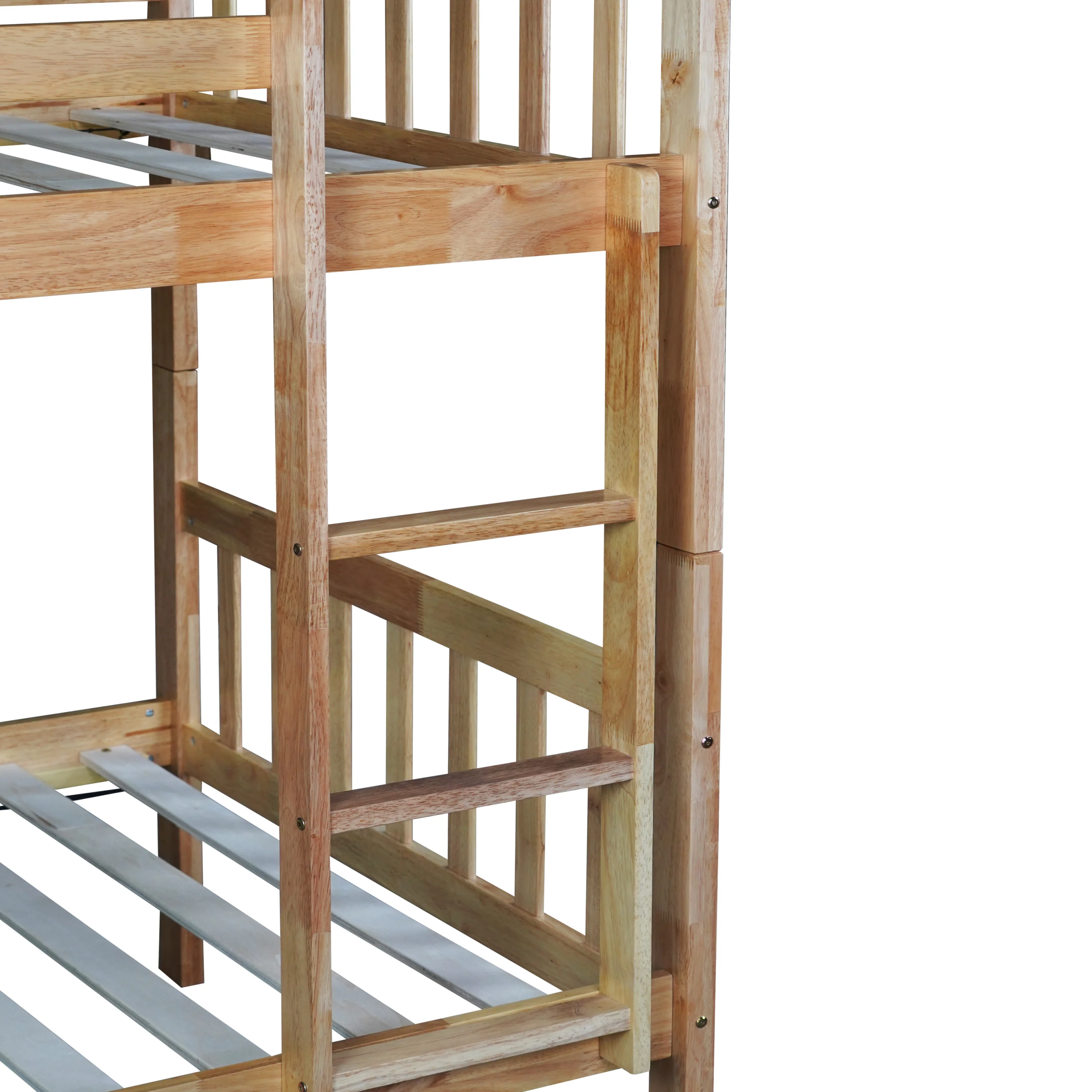 Walker Edison | Convertible Twin Over Twin Bunk Bed with Trundle with Ladder Sleeps 3