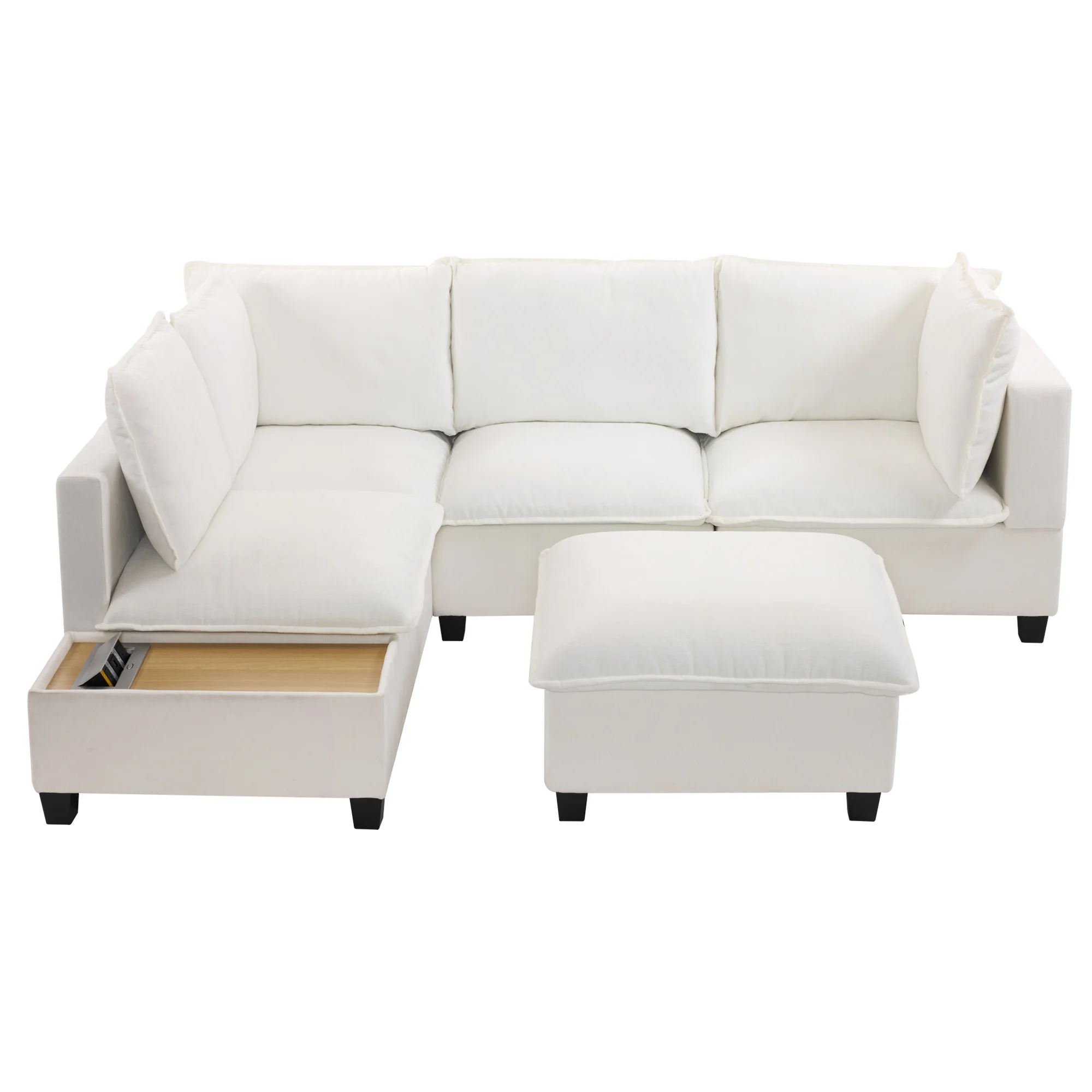 Walker Edison | Cloud Modular U-shaped Sectional Sofa with Ottoman and Coffee Table