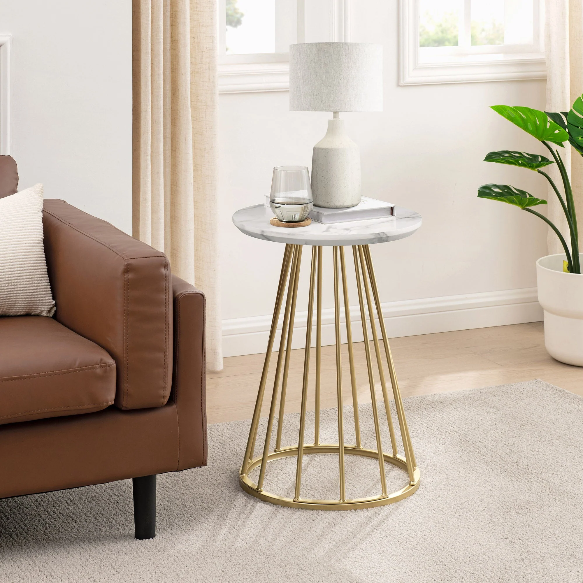 Vivian 16 Modern Side Table with Metal Caged Base